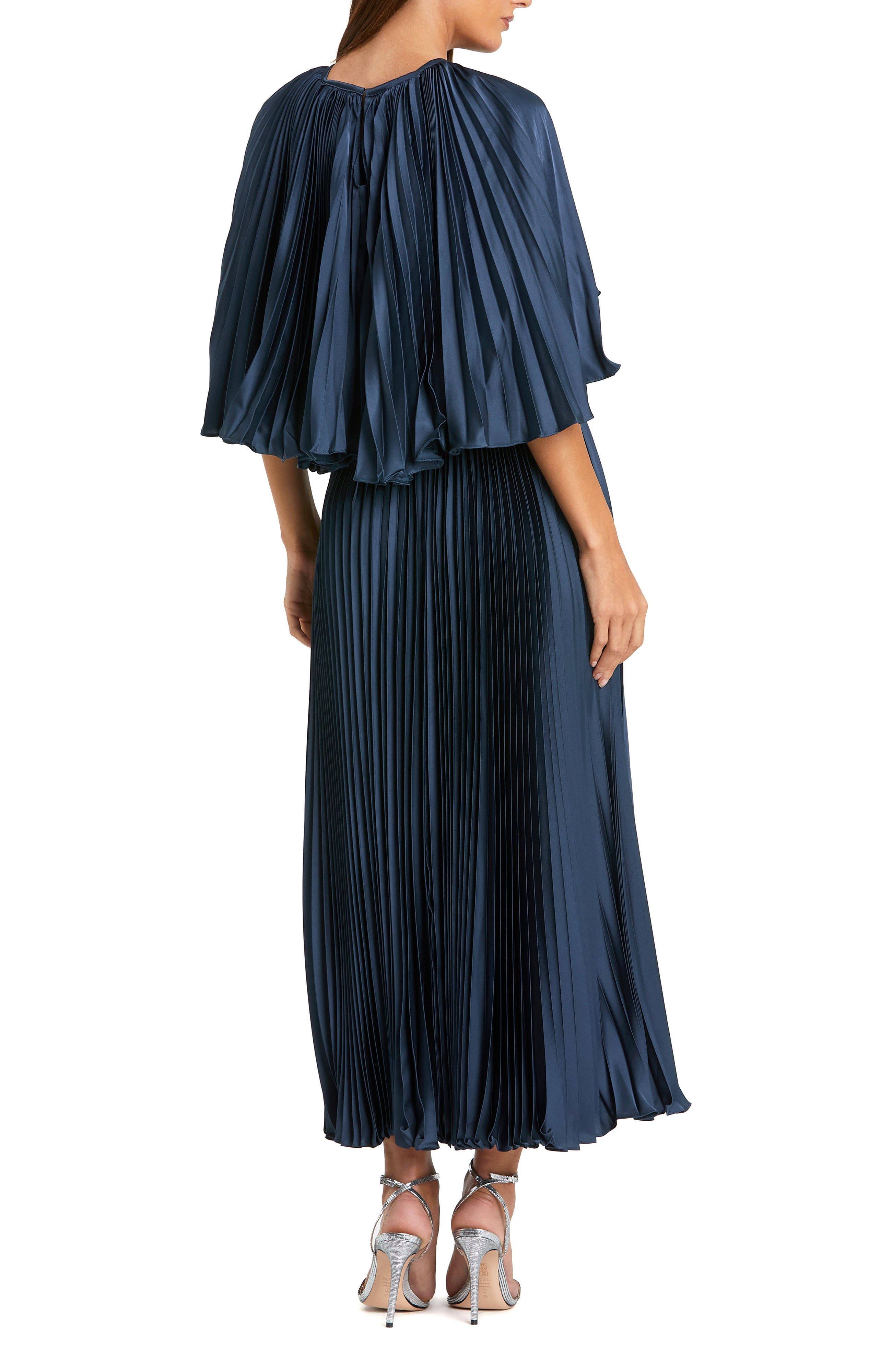 Pleated Capelet Tea-Length Dress - image 2