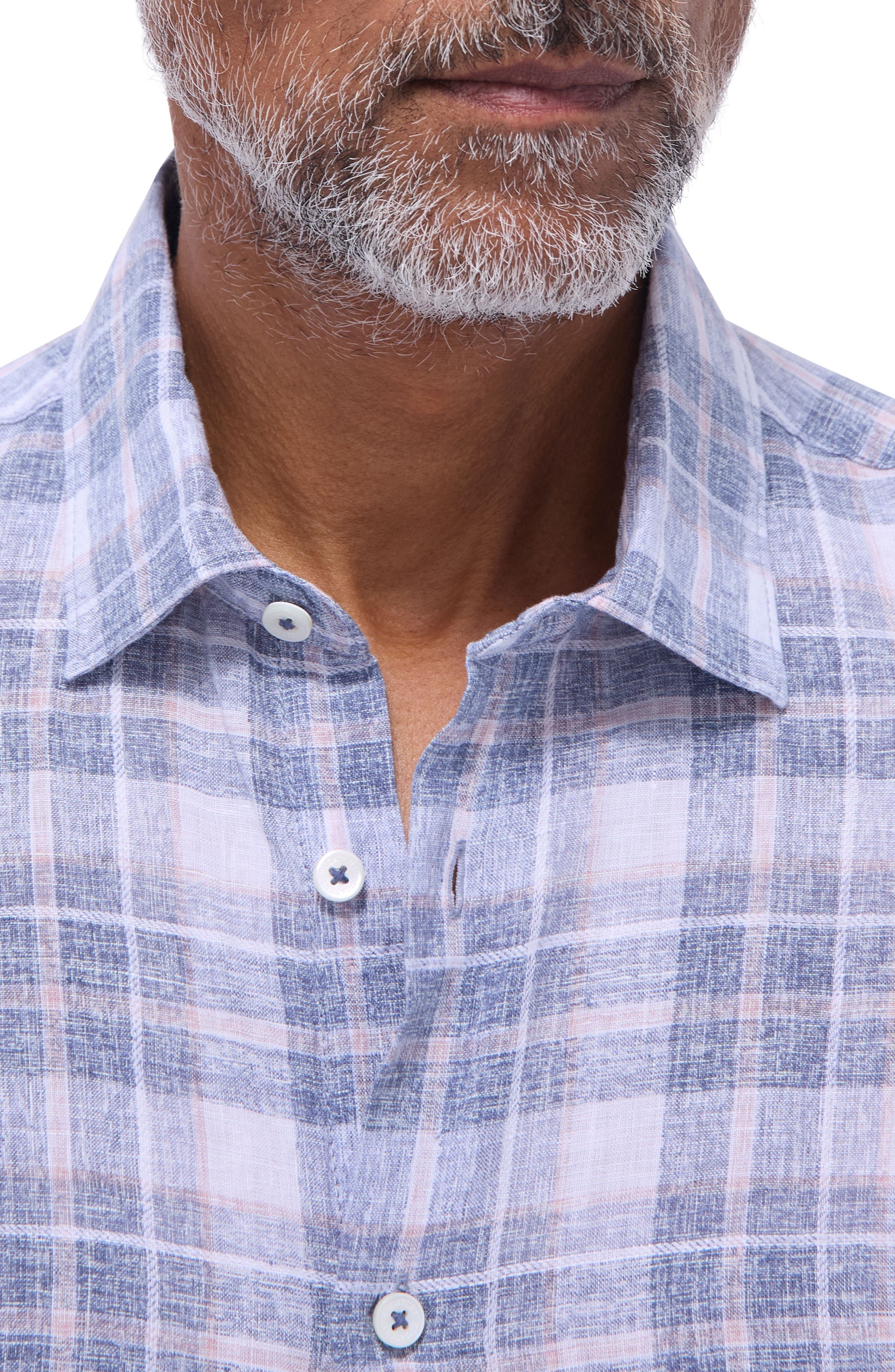 Orson Plaid Short Sleeve Slub Linen Button-Up Shirt - image 2
