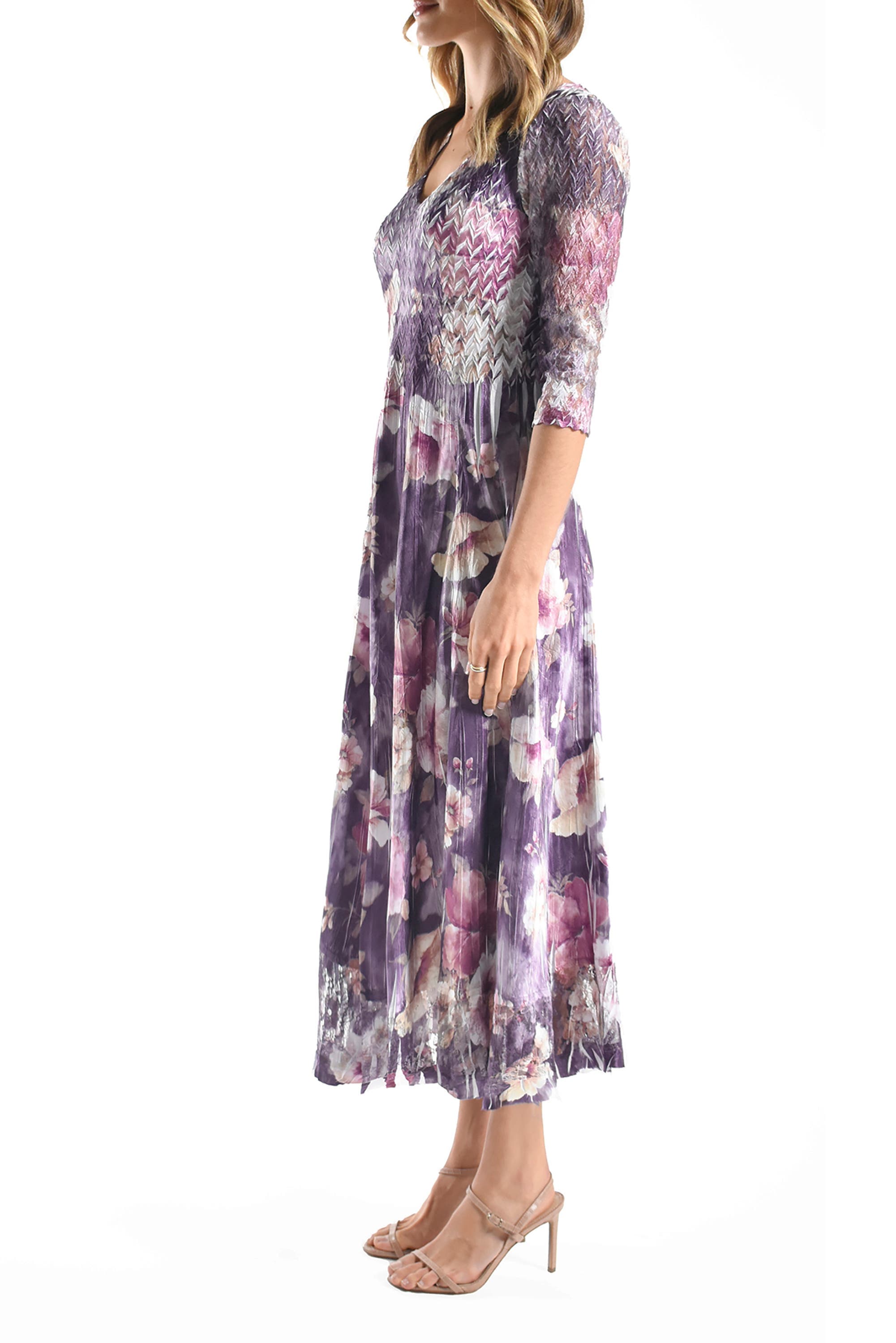 Dramatic Floral  Dress with Lace Sleeves - image 2