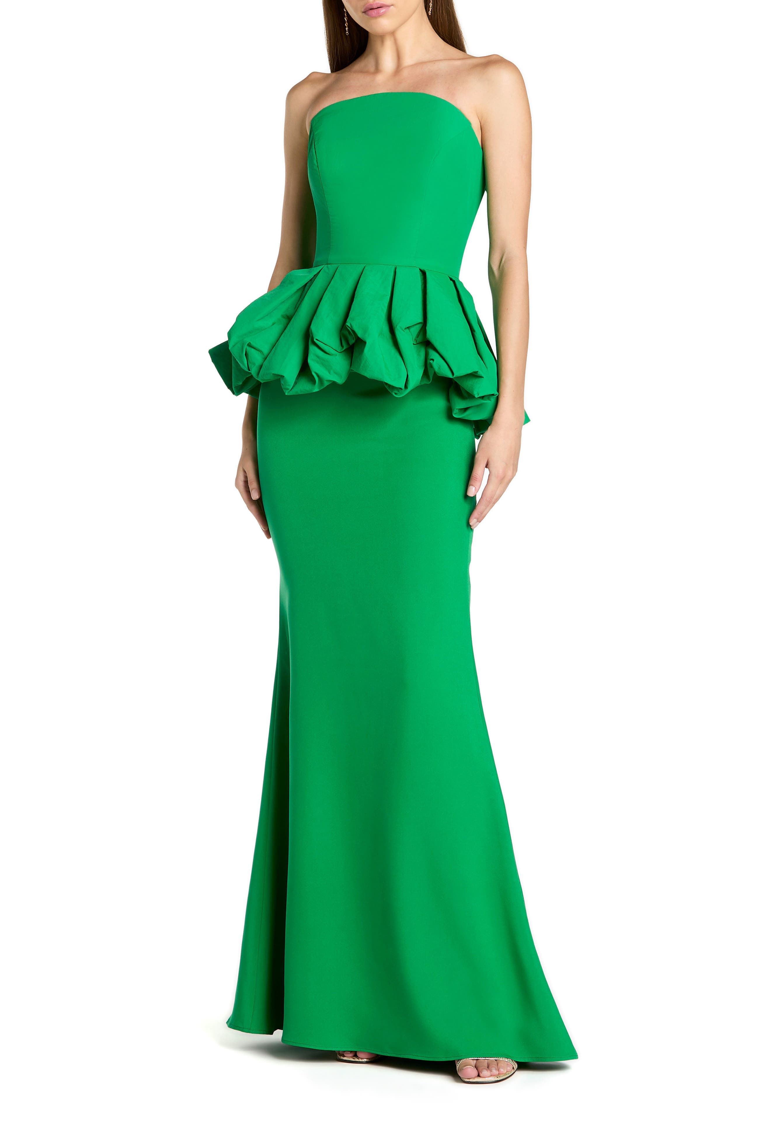 Strapless Peplum Trumpet Gown with Faille Bodice and Crepe Skirt - image 1