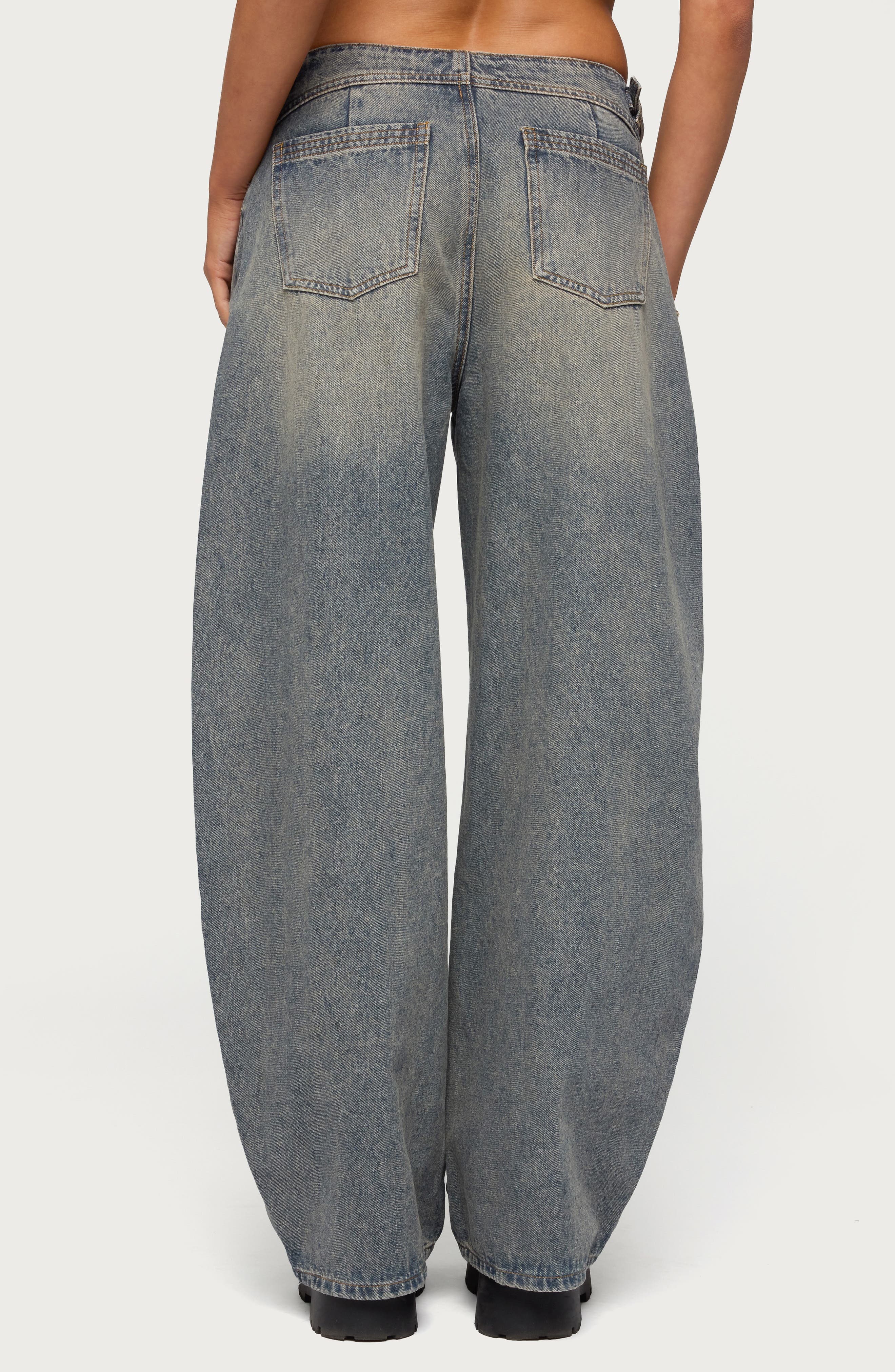 Buckle Tab Low Rise Barrel Leg Jeans - image 2
