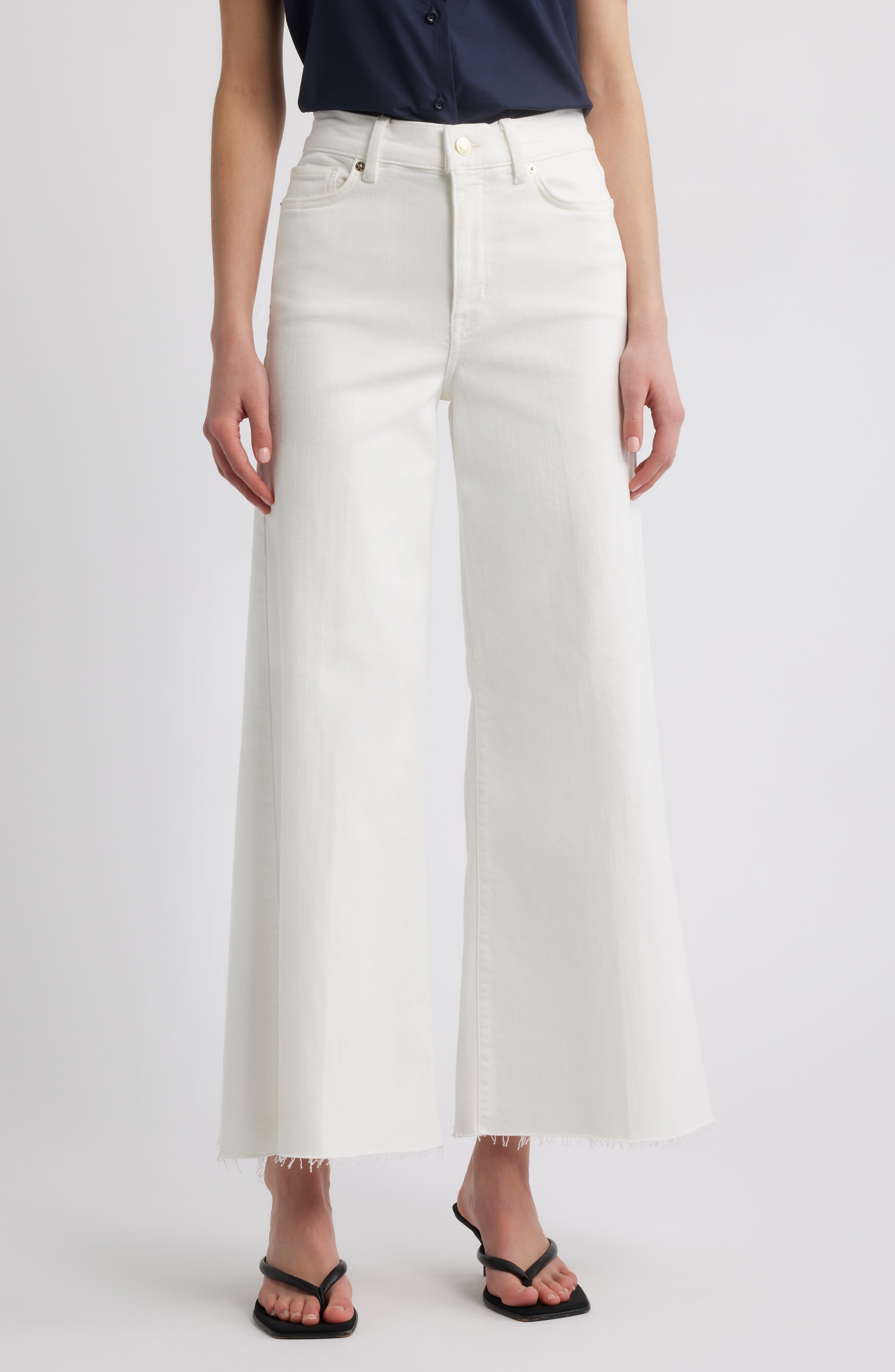 Le Palazzo Raw Hem Crop Wide Leg Jeans - image 1