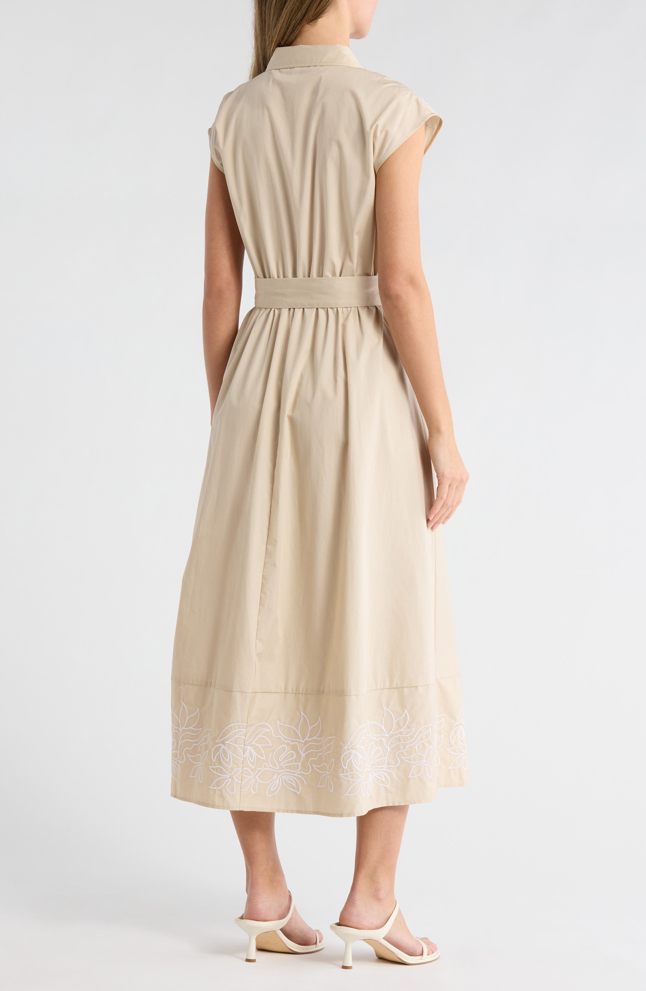 Floral Embroidered Poplin Shirtdress - image 2
