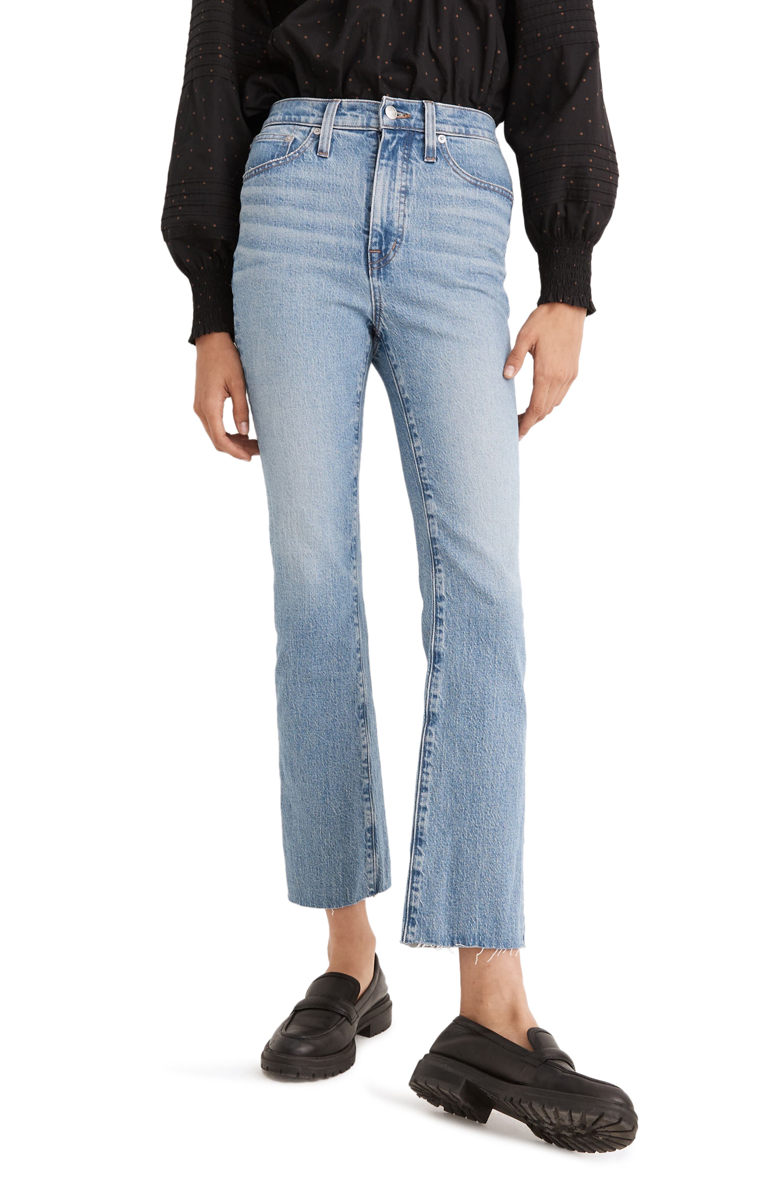 Cali High Waist Raw Hem Demi Boot Jeans - image 1