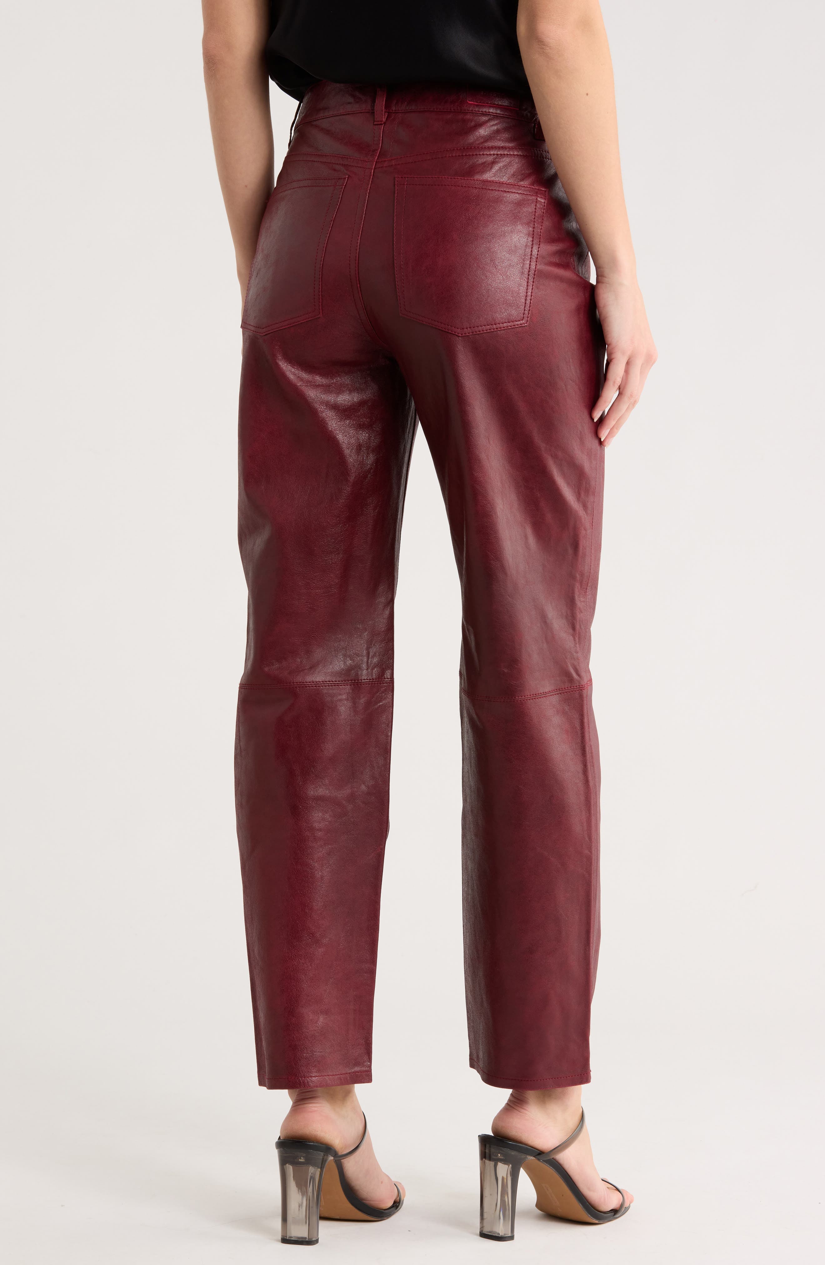 Patti High Waist Ankle Straight Leg Leather Pants - image 2