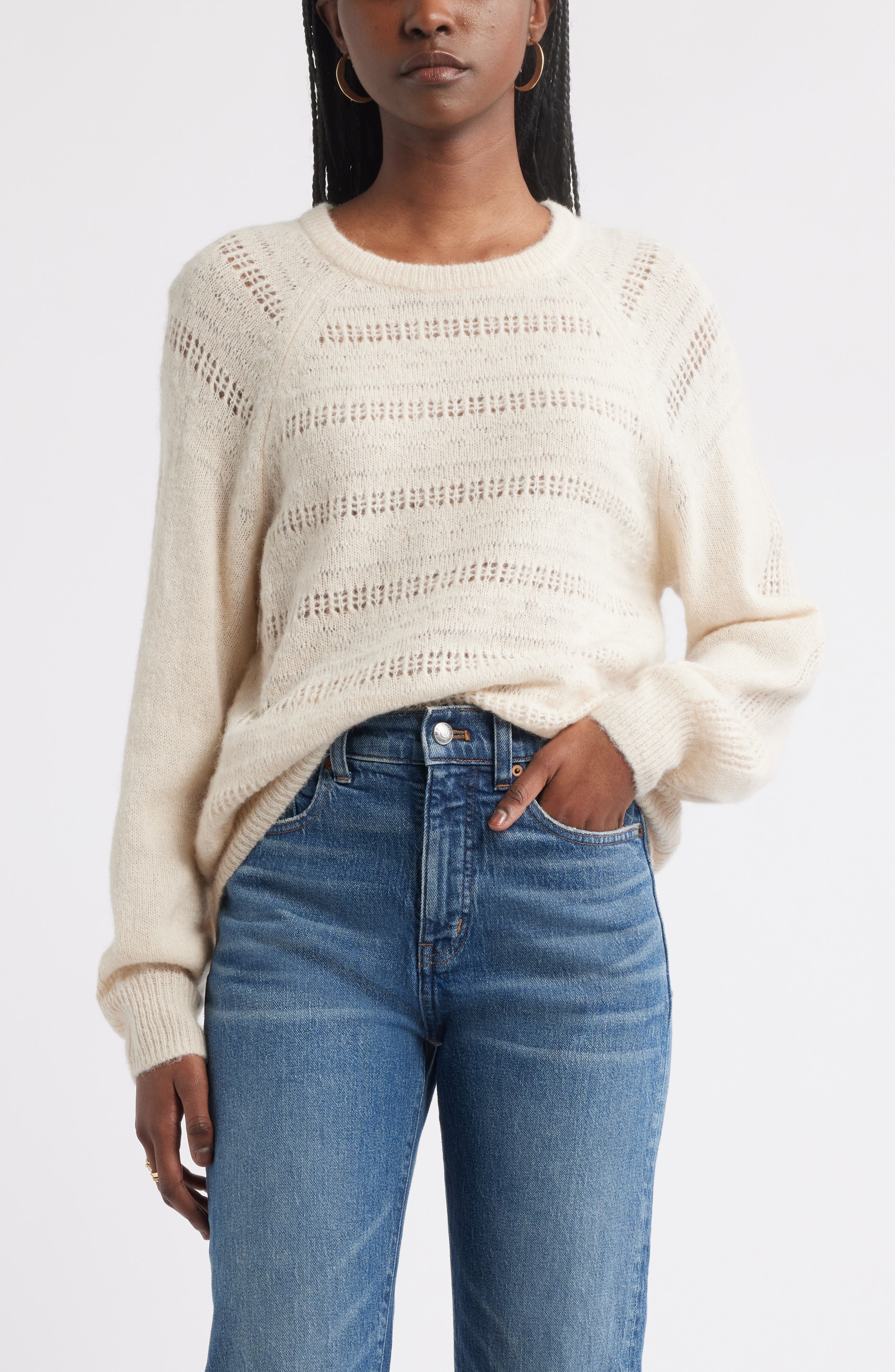 Pointelle Raglan Sleeve Sweater - image 3