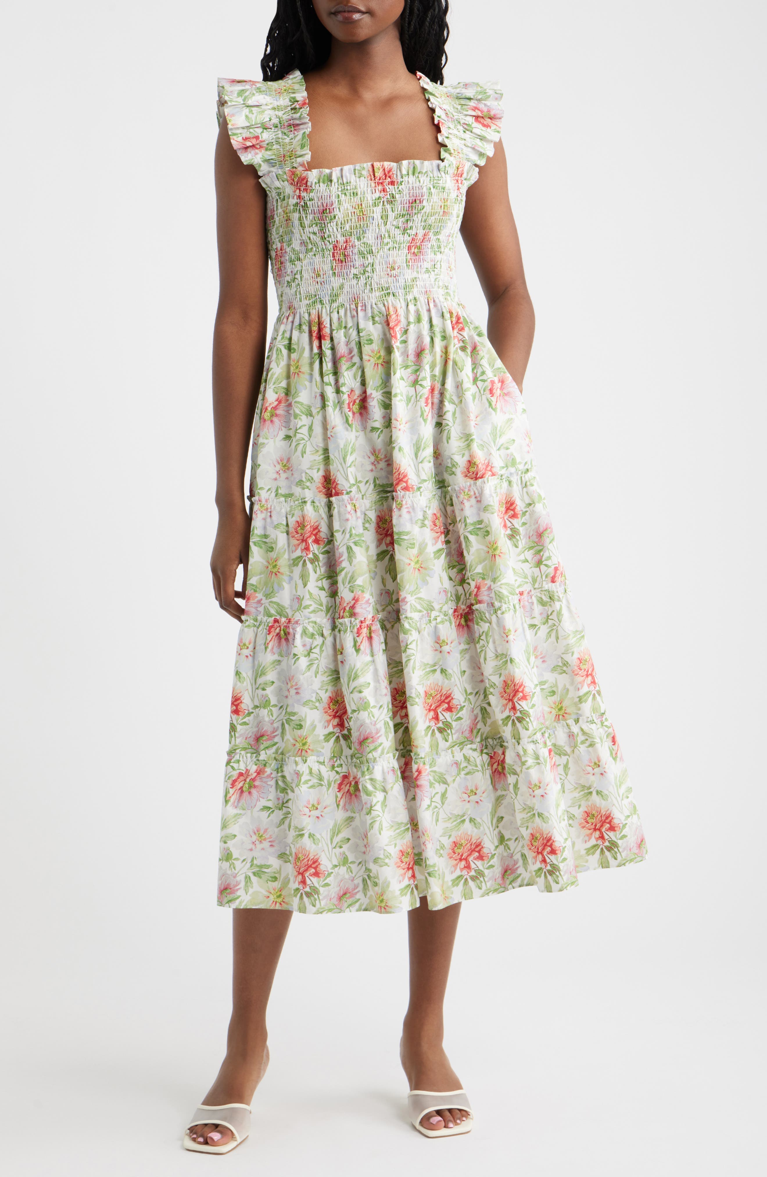 The Ellie Floral Flutter Sleeve Nap Midi Dress - image 3