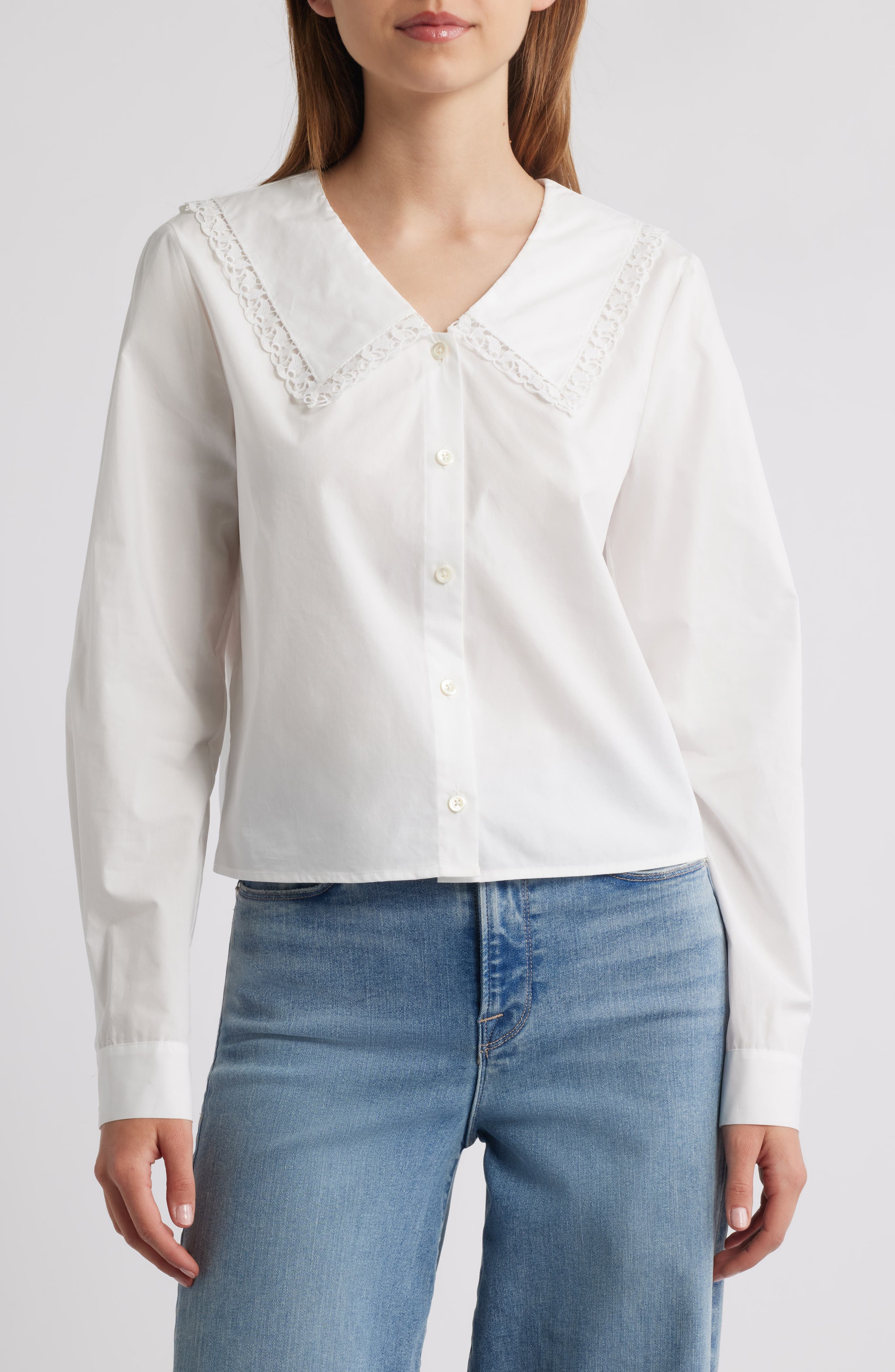 The Charm Sailor Collar Cotton Poplin Button-Up Shirt - image 1