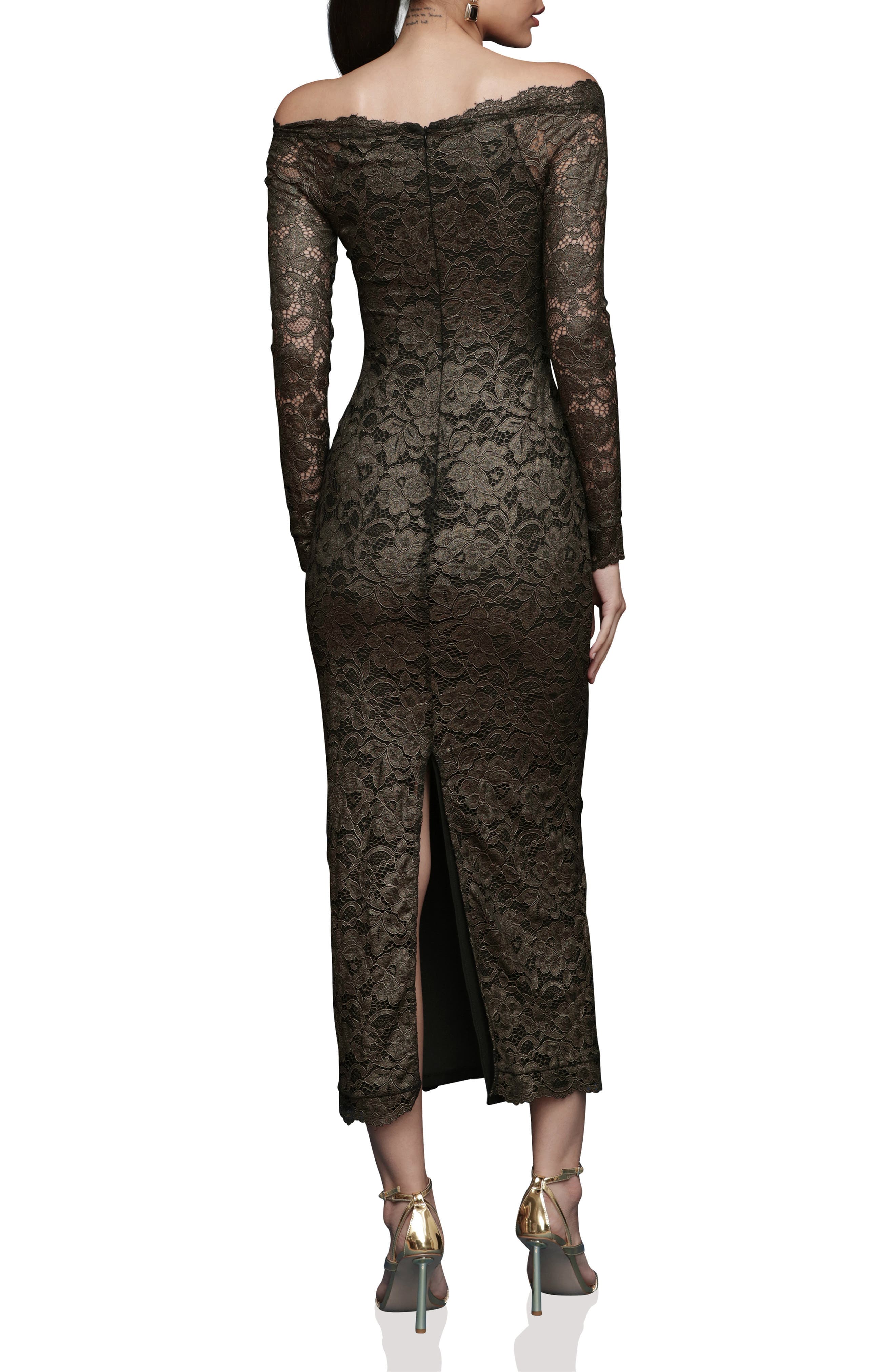 Lace Off the Shoulder Long Sleeve Midi Dress - image 2