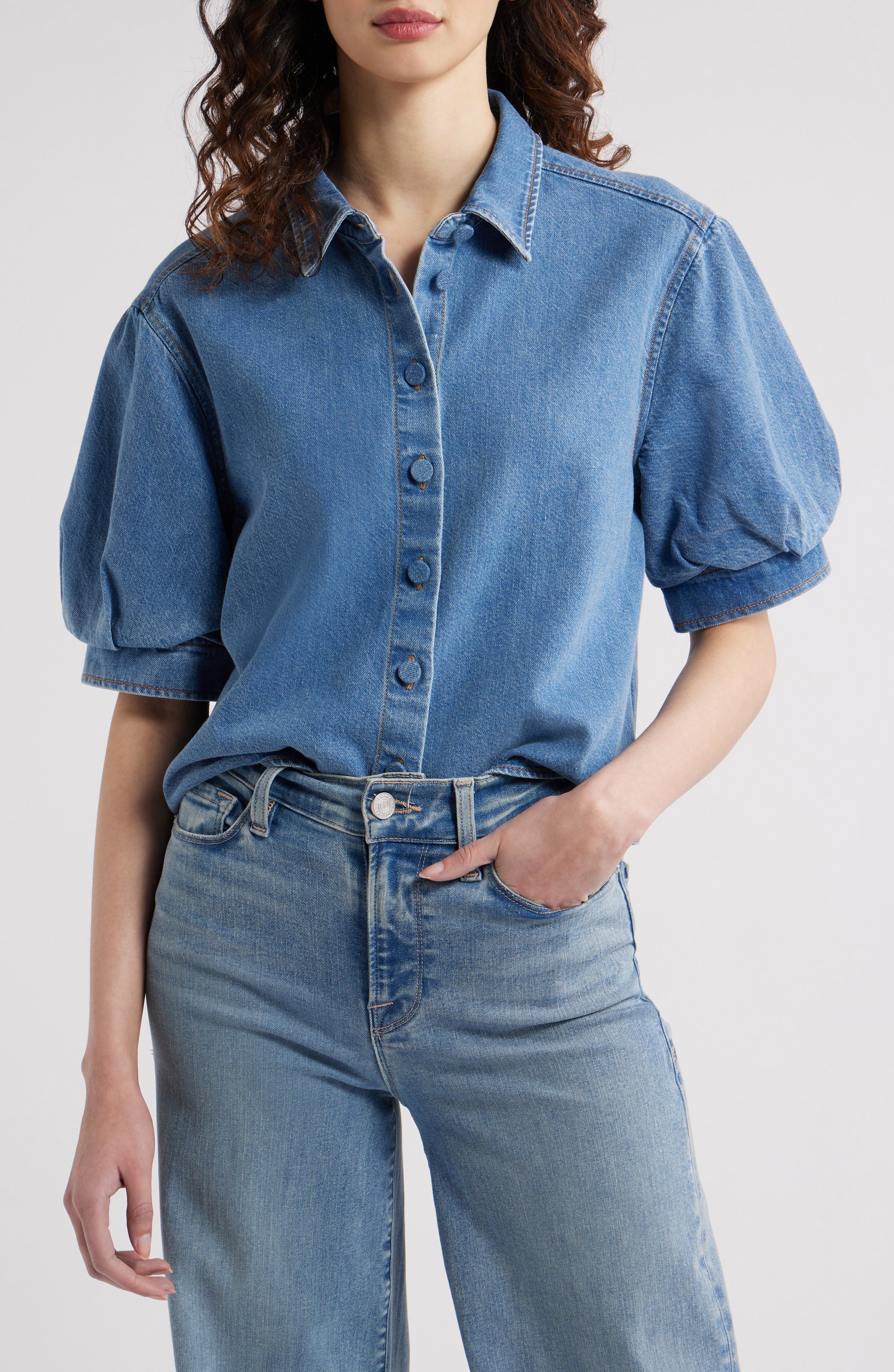 The Billow Sleeve Denim Shirt - image 1