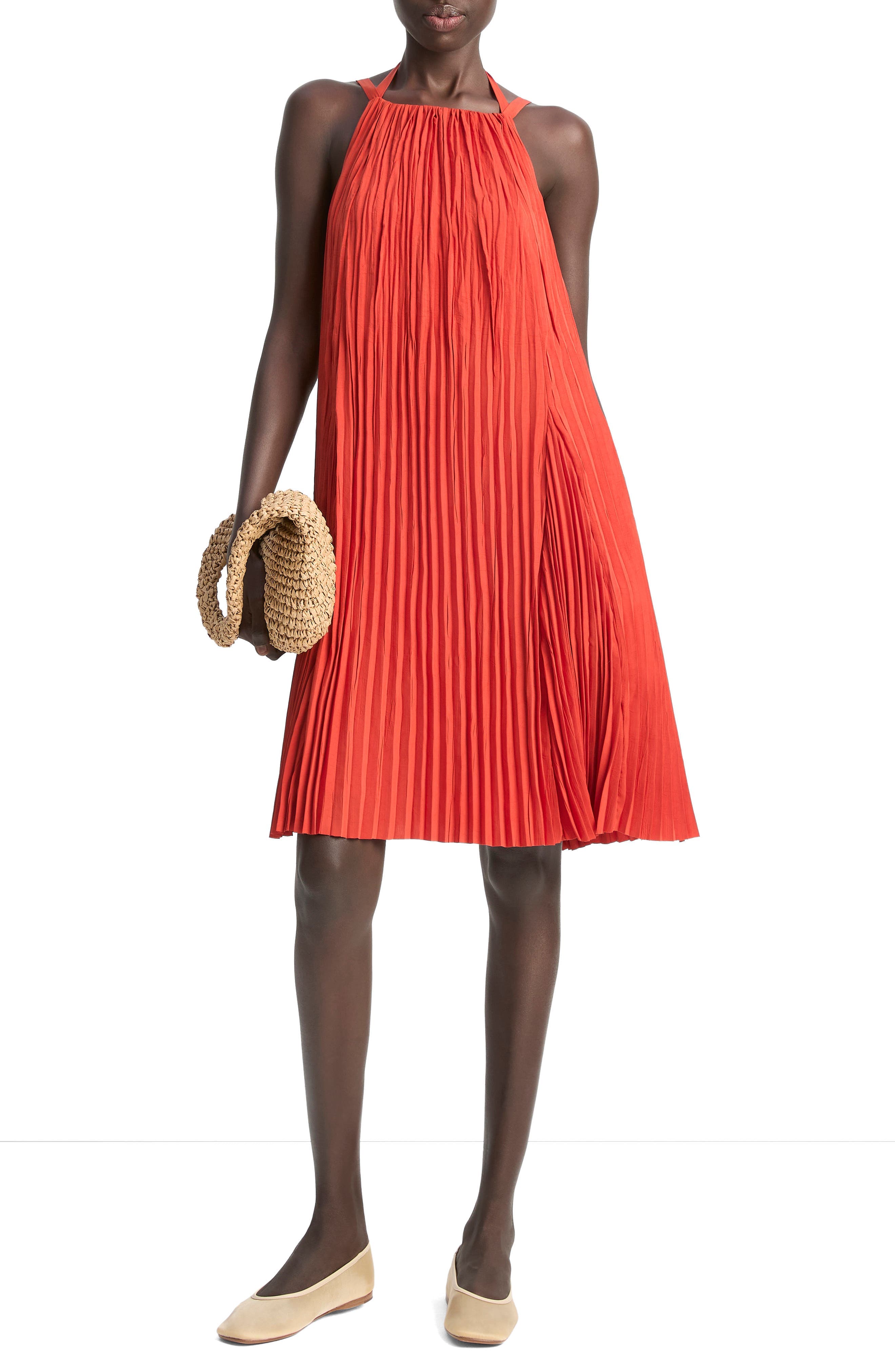 Pleated A-Line Halter Dress - image 3