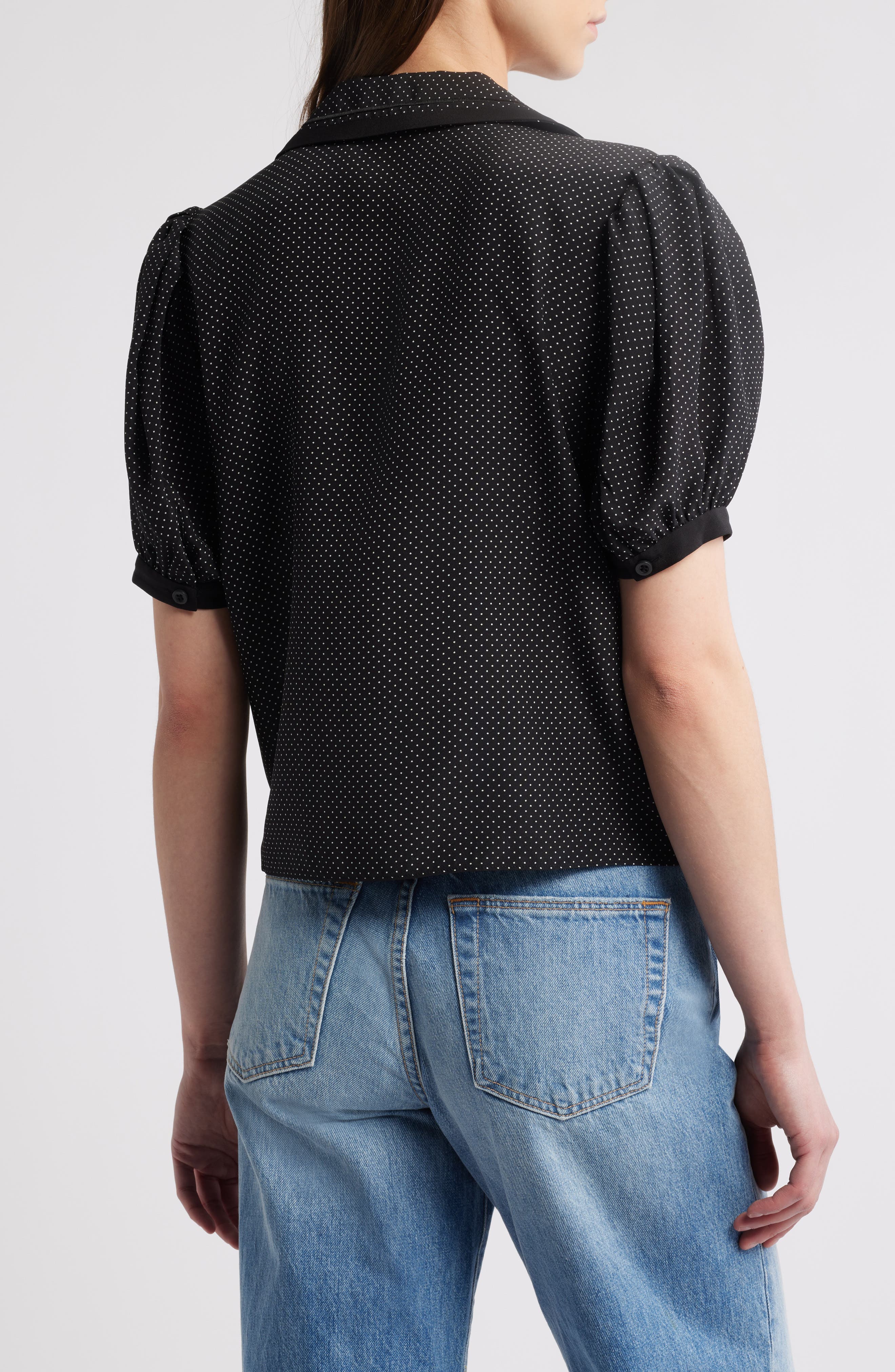 Silk Sailor Button-Up Top - image 2