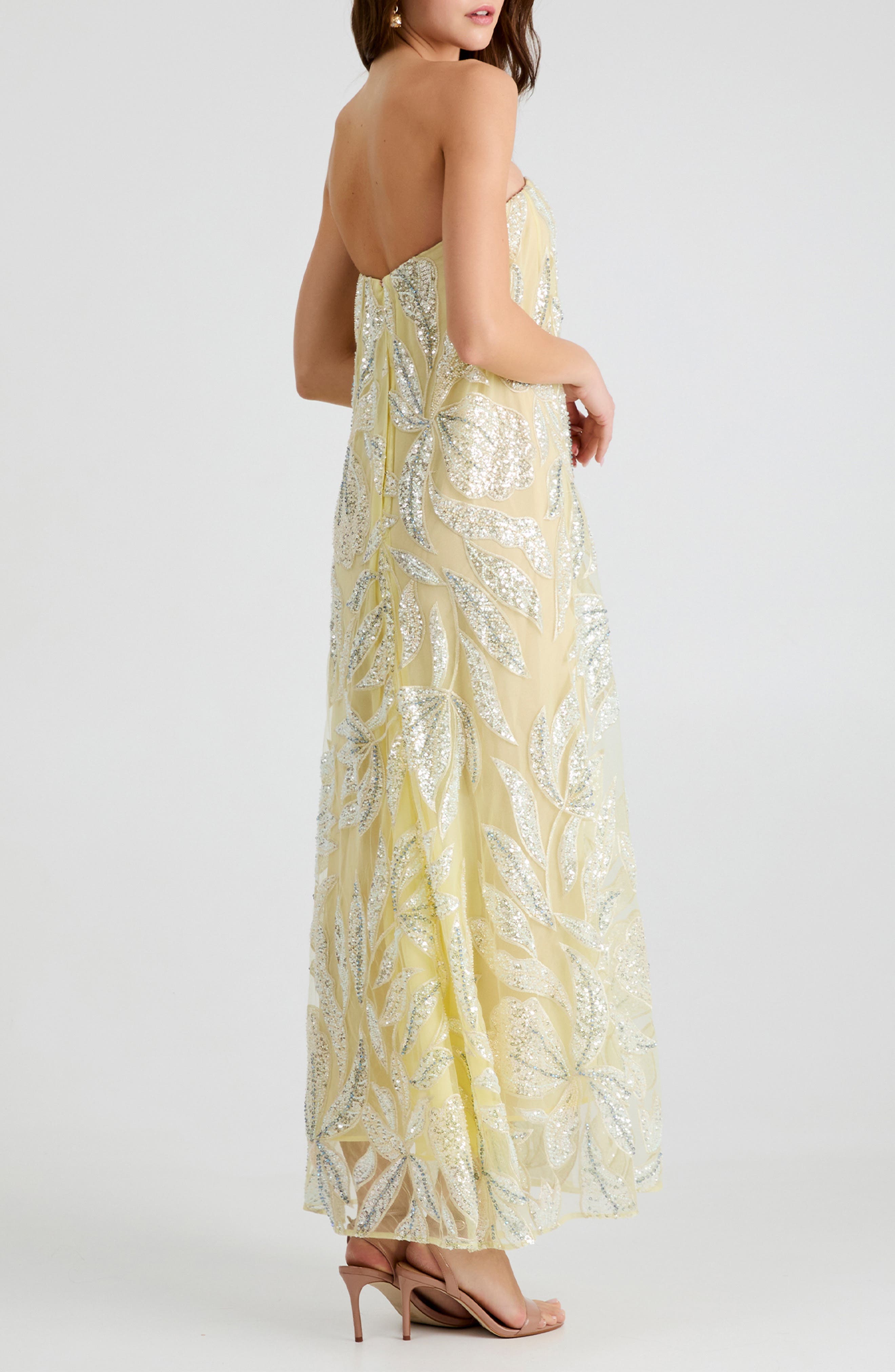 Margot Bead & Applique Strapless Mesh Gown - image 2