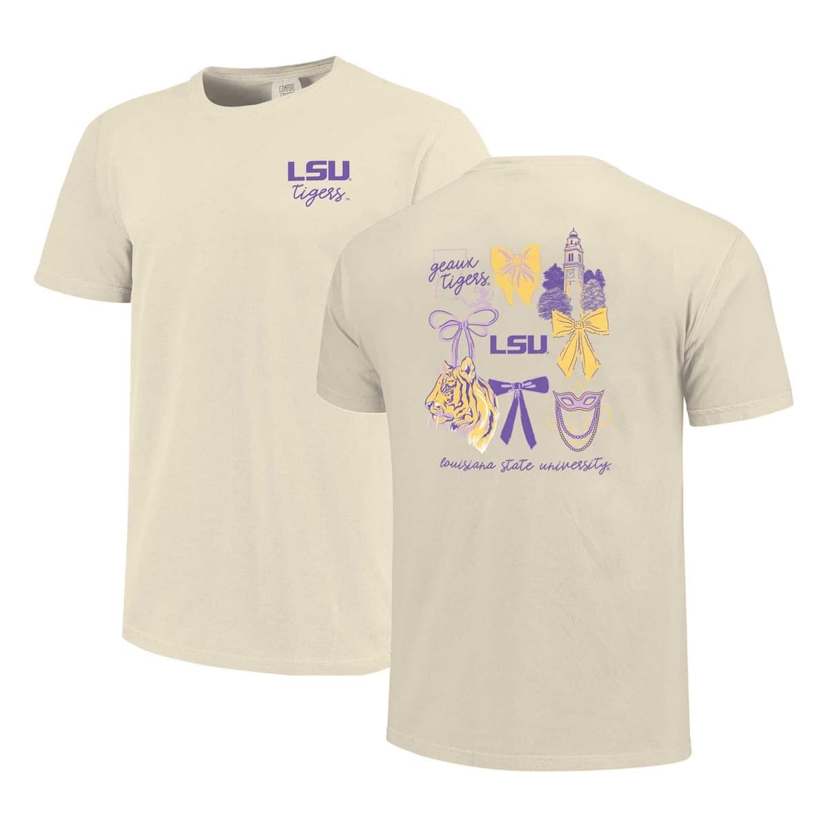 Women's Comfort Colors Natural LSU Tigers Coquette T-Shirt - image 1