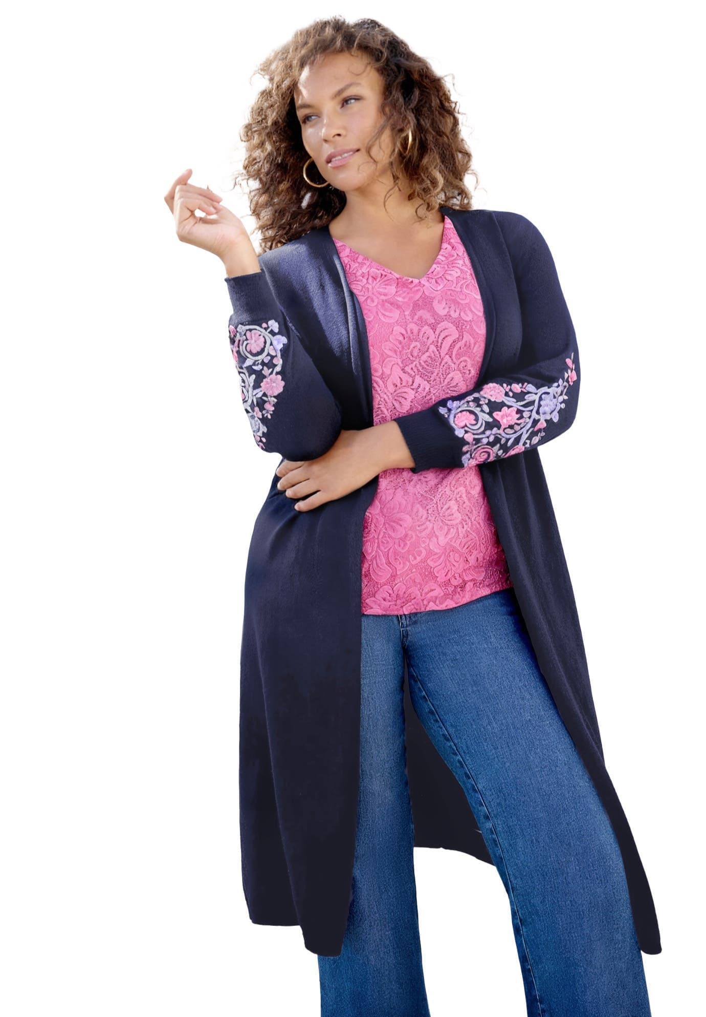 Embroidered Duster Cardigan - image 3