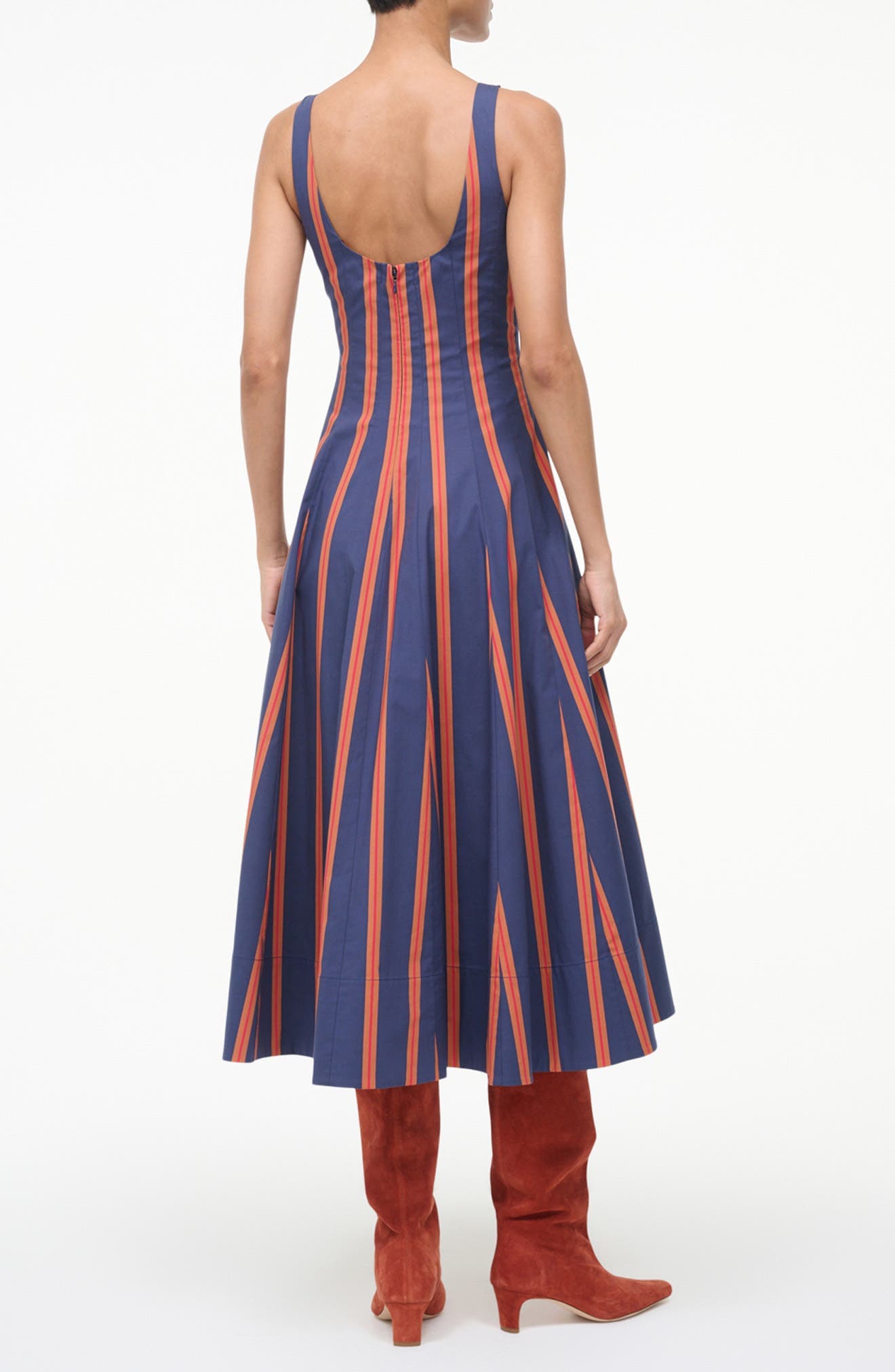 Wells Stripe Stretch Cotton Fit & Flare Midi Dress - image 2