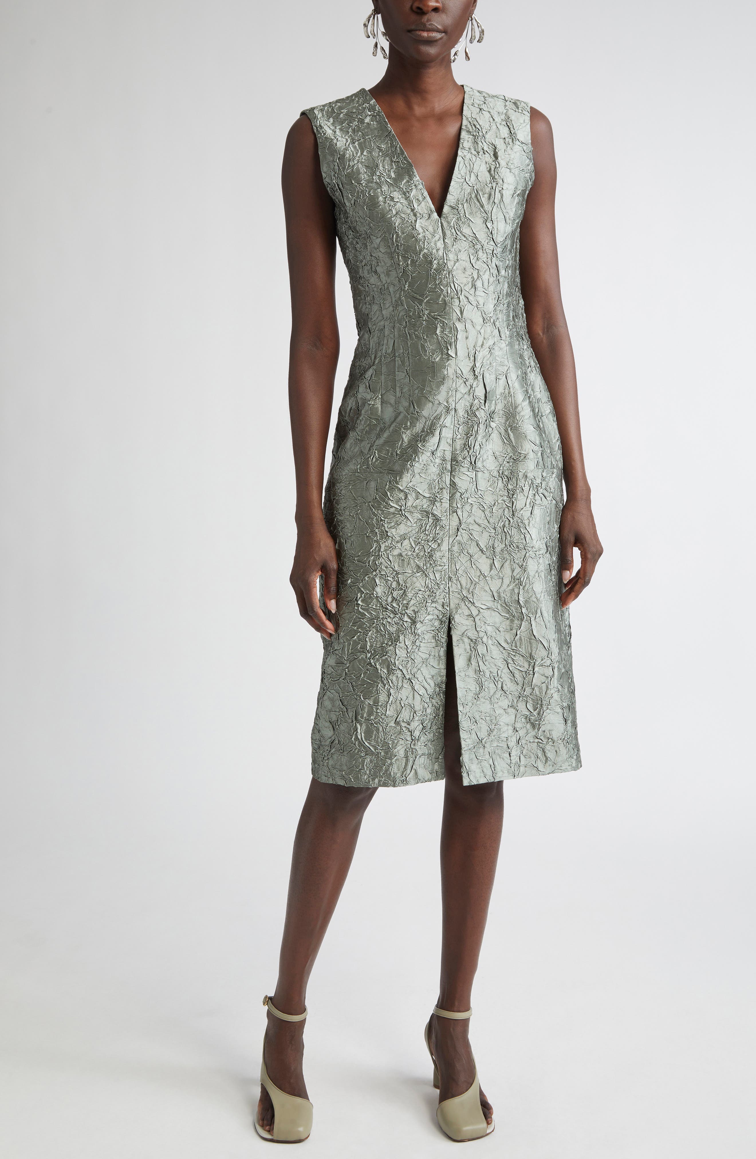 Plisse Crushed Jacquard A-Line Dress - image 1