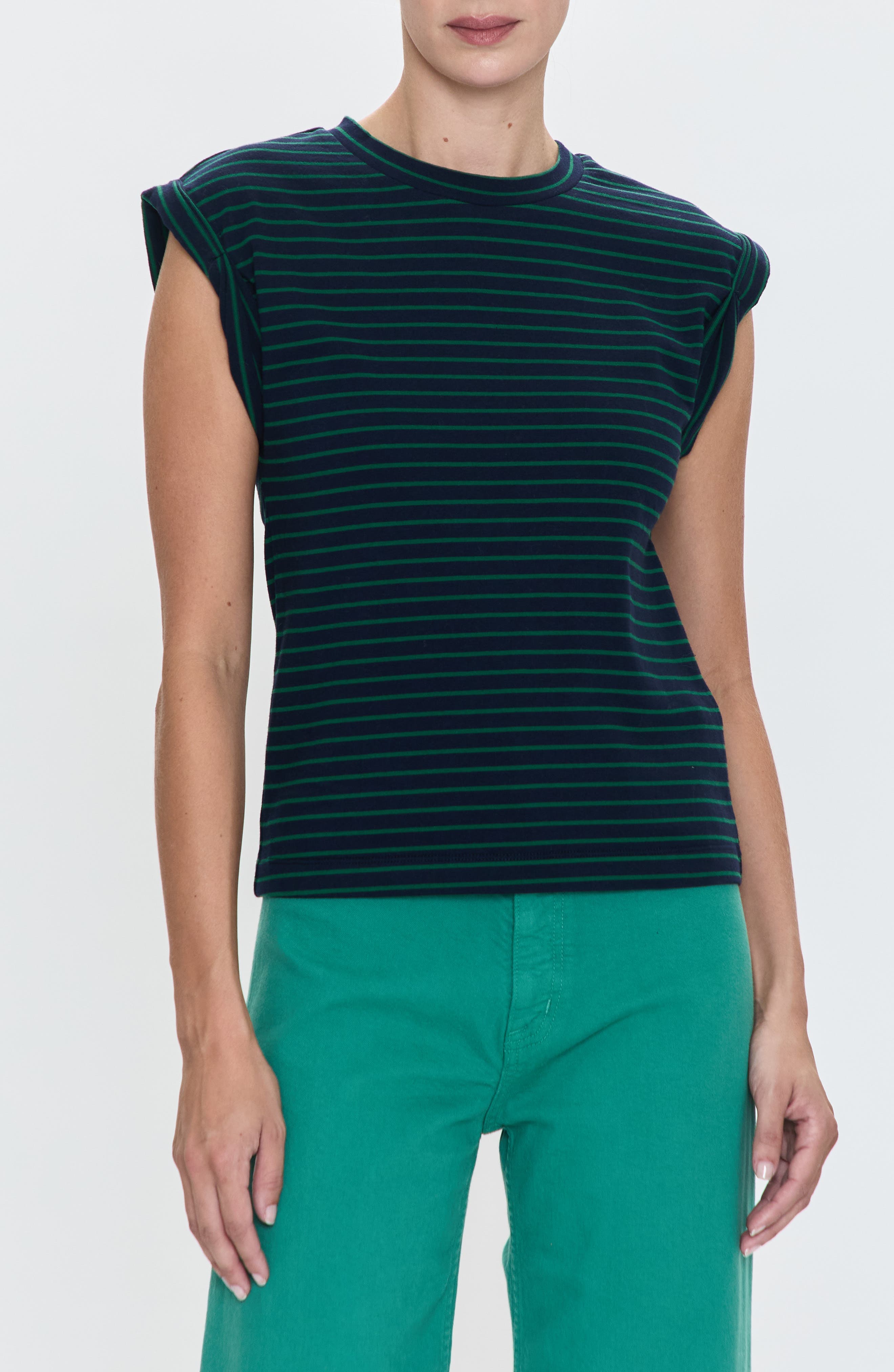 Olivia Stripe Cotton Muscle T-Shirt - image 1