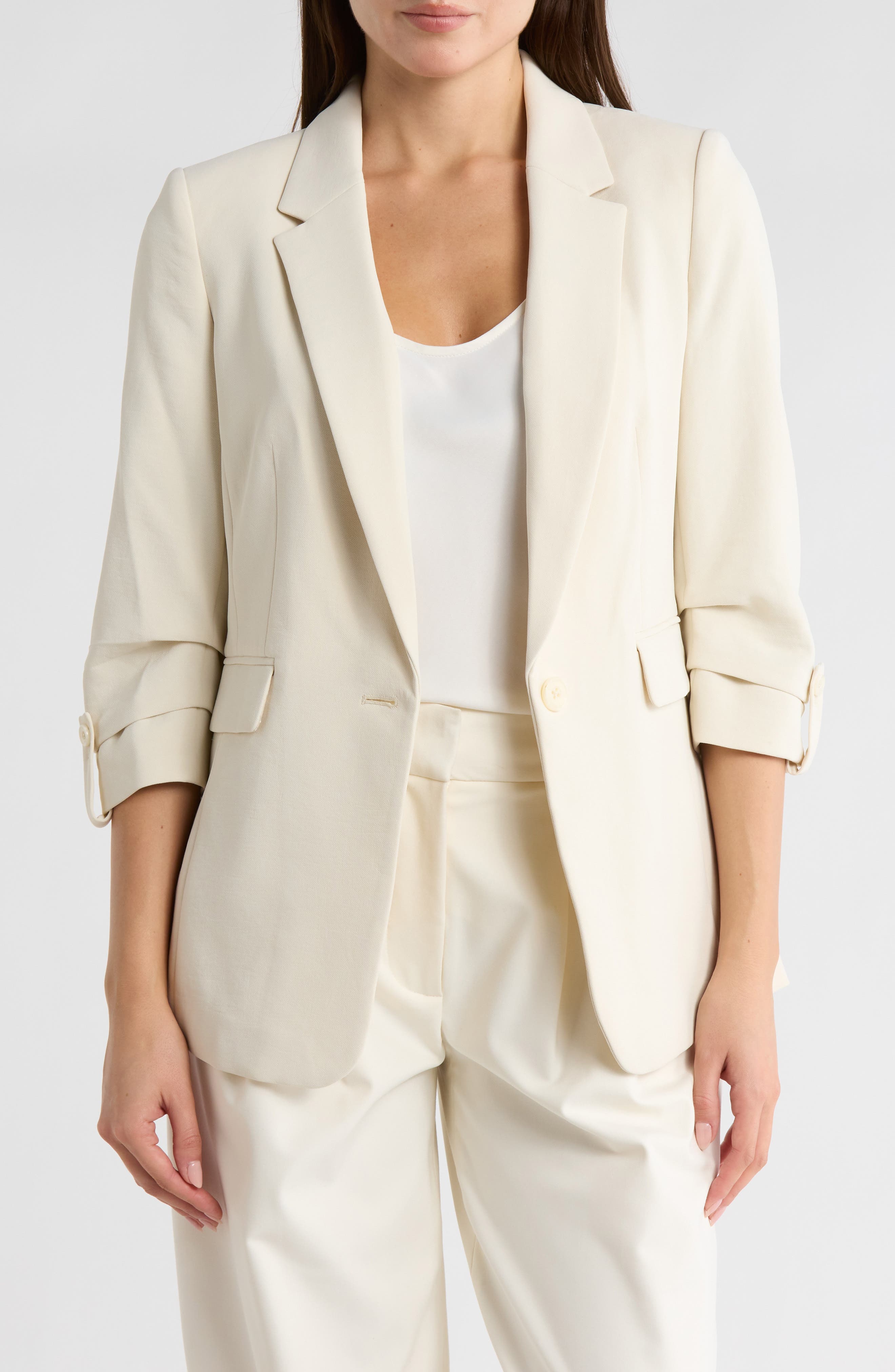 Aero Ruched Sleeve Crepe Blazer - image 1