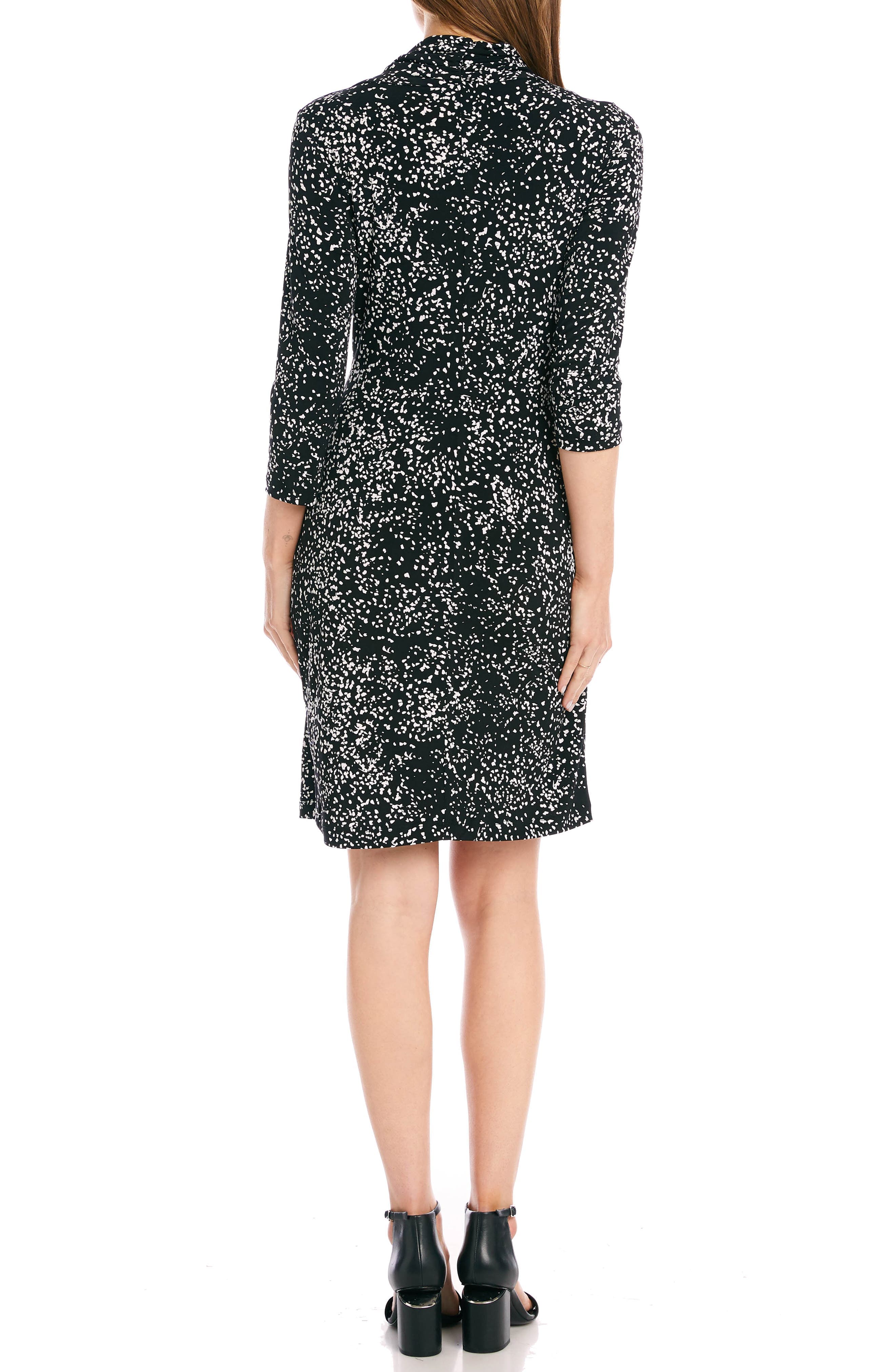 Cascade Dot Print Faux Wrap Dress - image 2