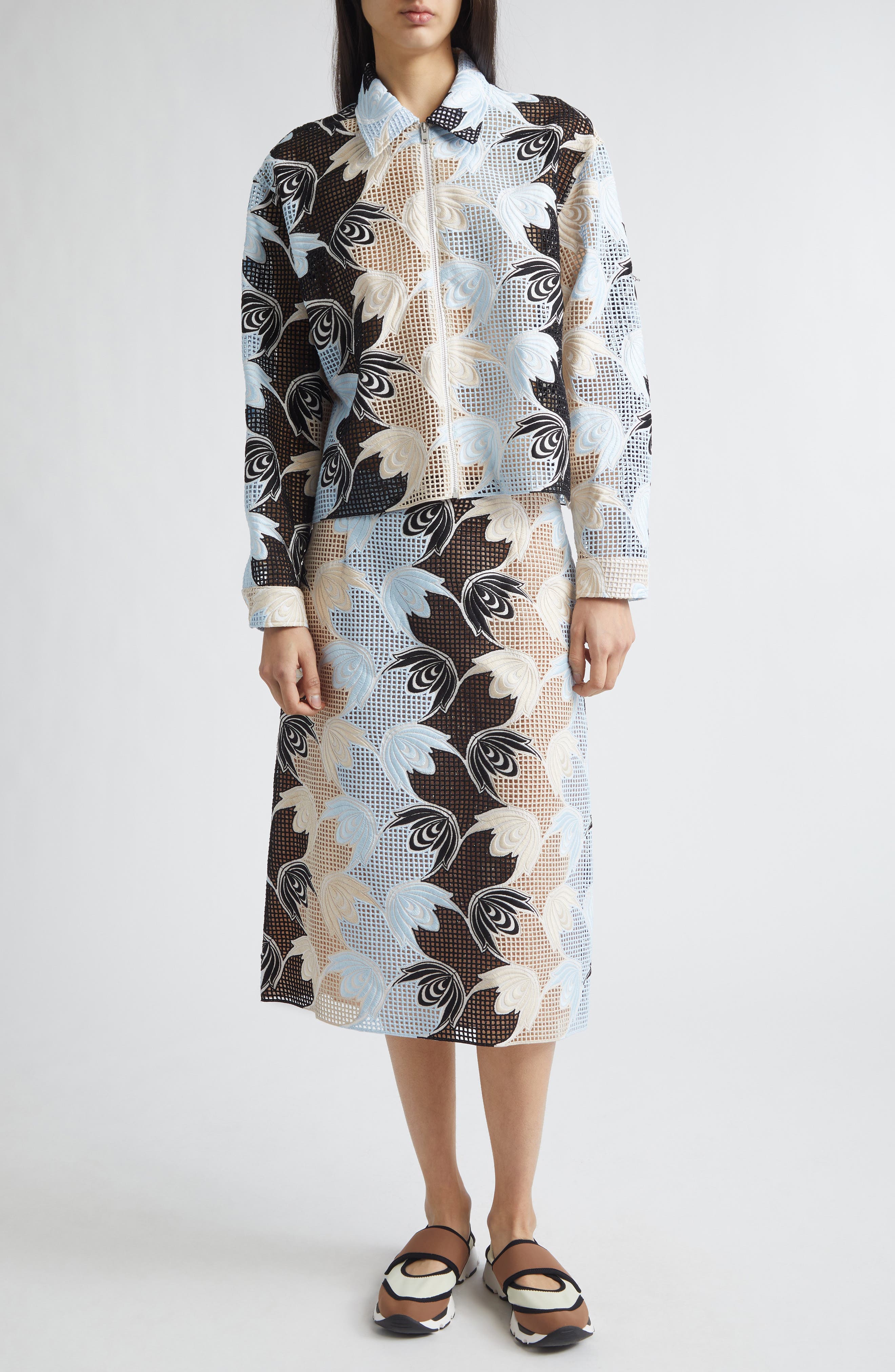 Floral Embroidered Cotton Blend Shirt - image 2
