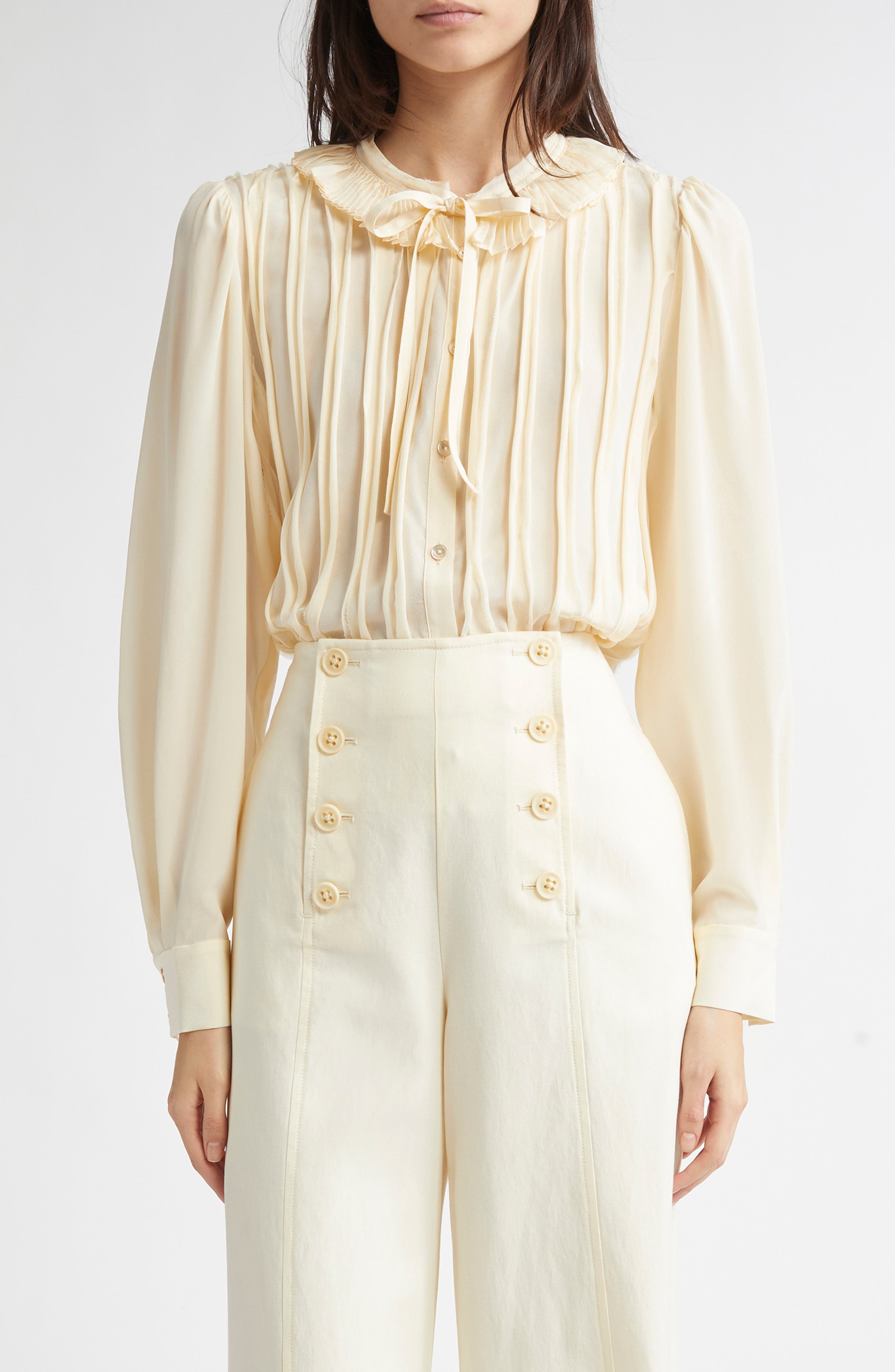 Karla Pintuck Pleated Silk Top - image 1