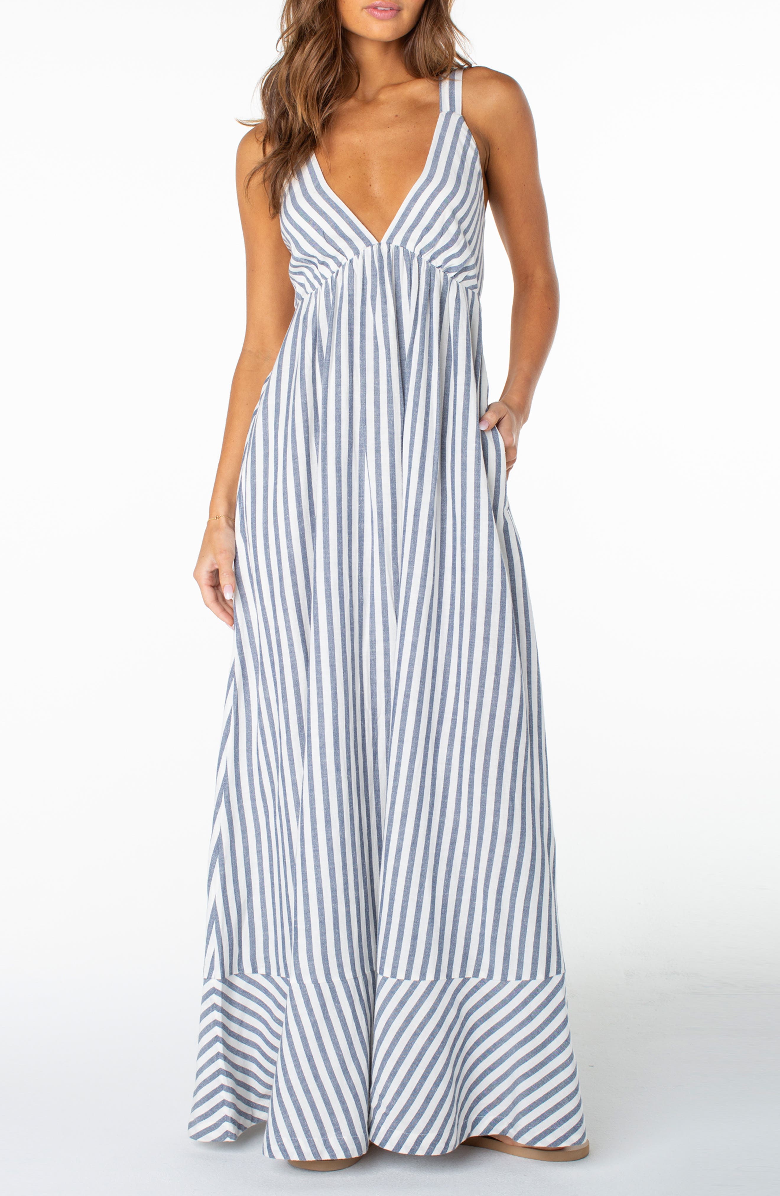 Wilder Coast Stripe Maxi Sundress - image 1