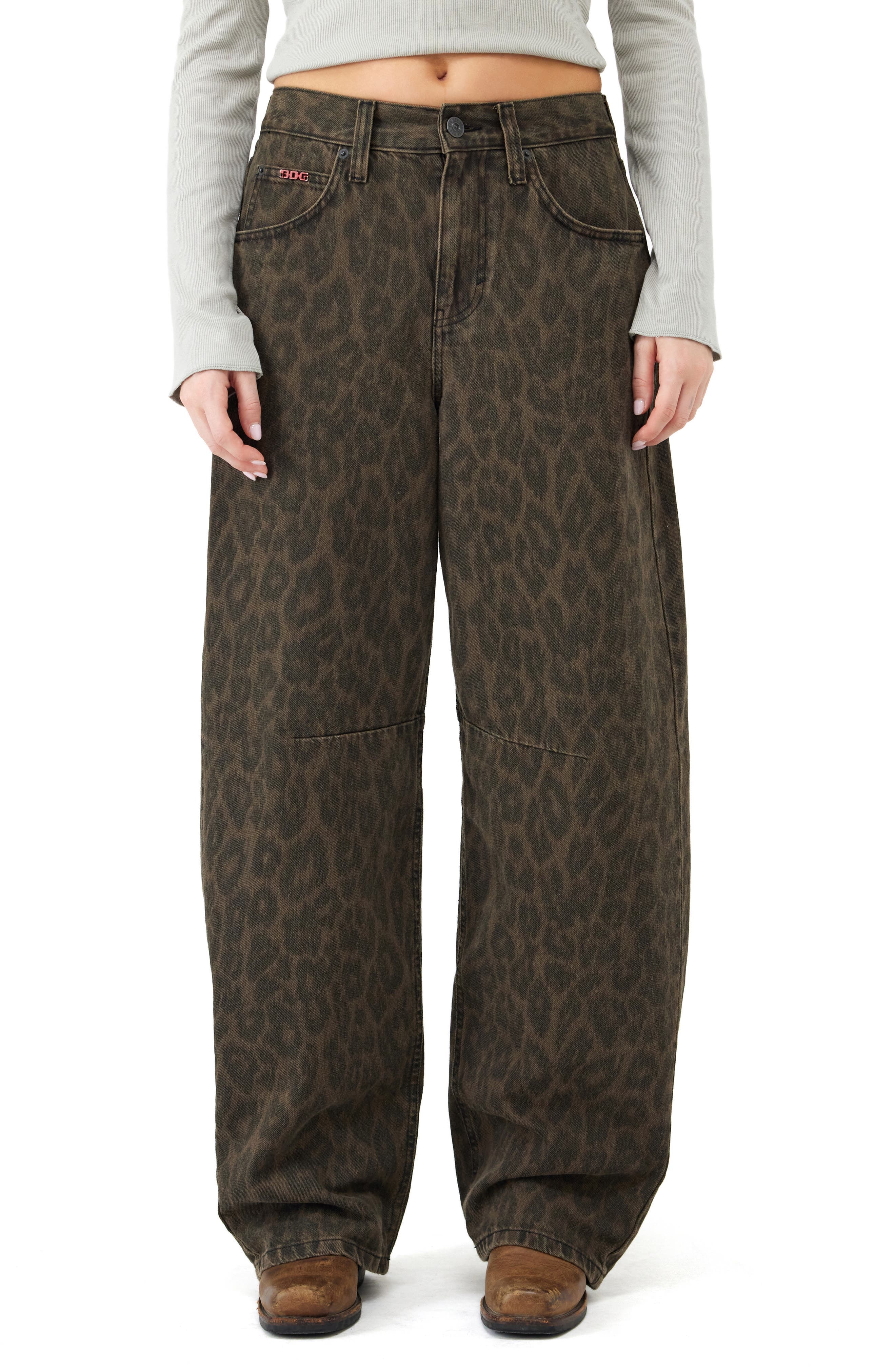 Logan Leopard Print Wide Leg Jeans - image 1