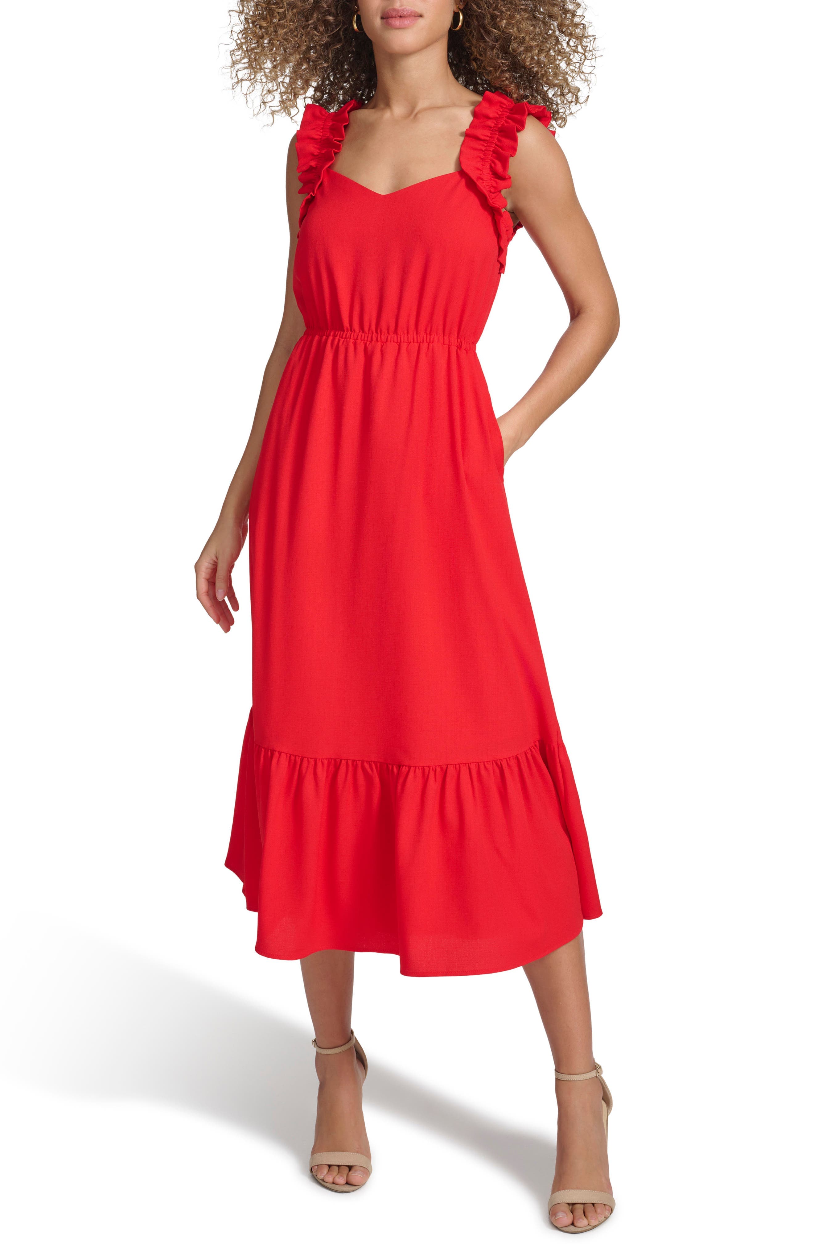 Ruffle Sleeveless Fit & Flare Midi Dress - image 1