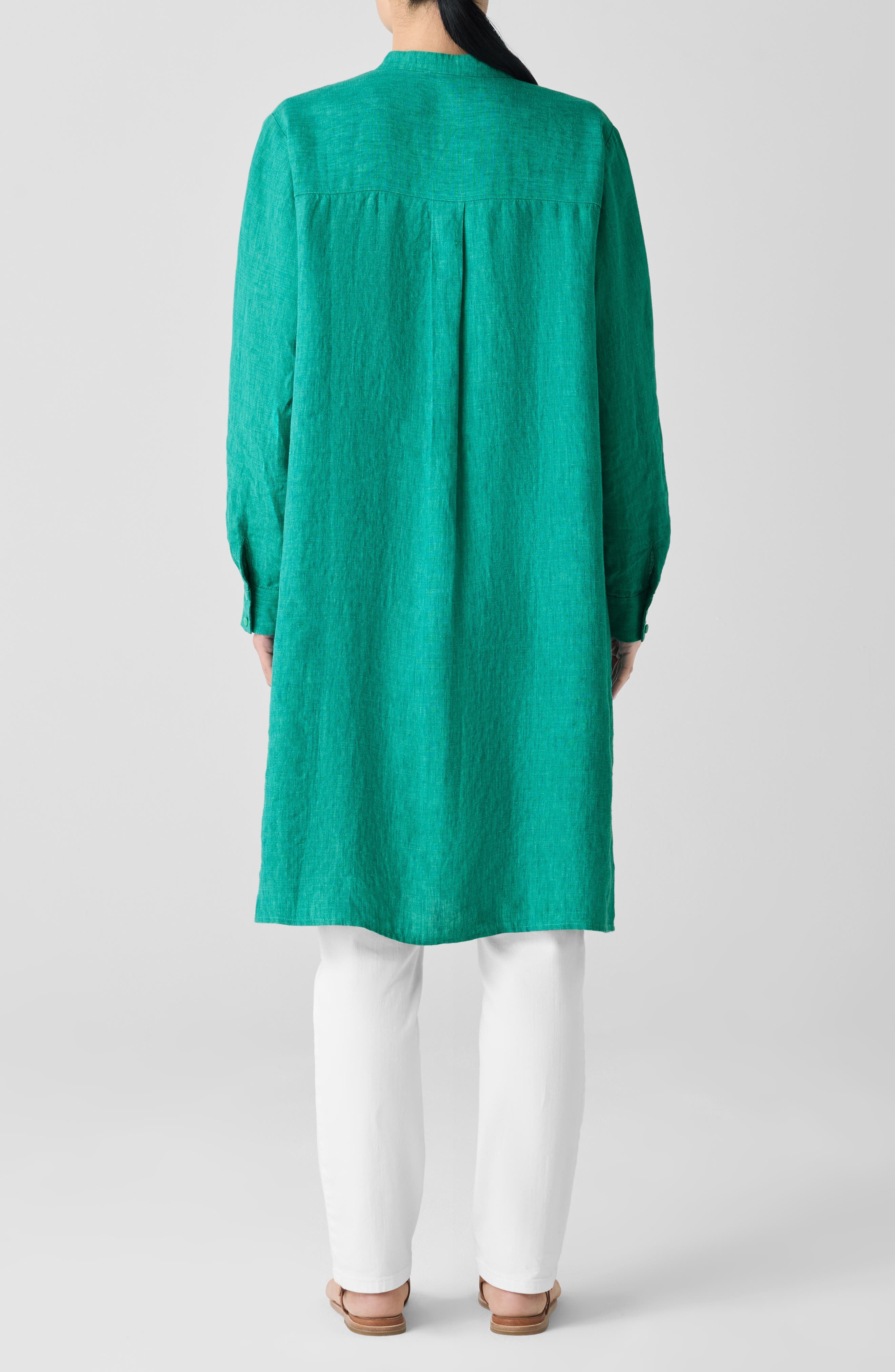 Long Sleeve Organic Linen Shift Shirtdress - image 2
