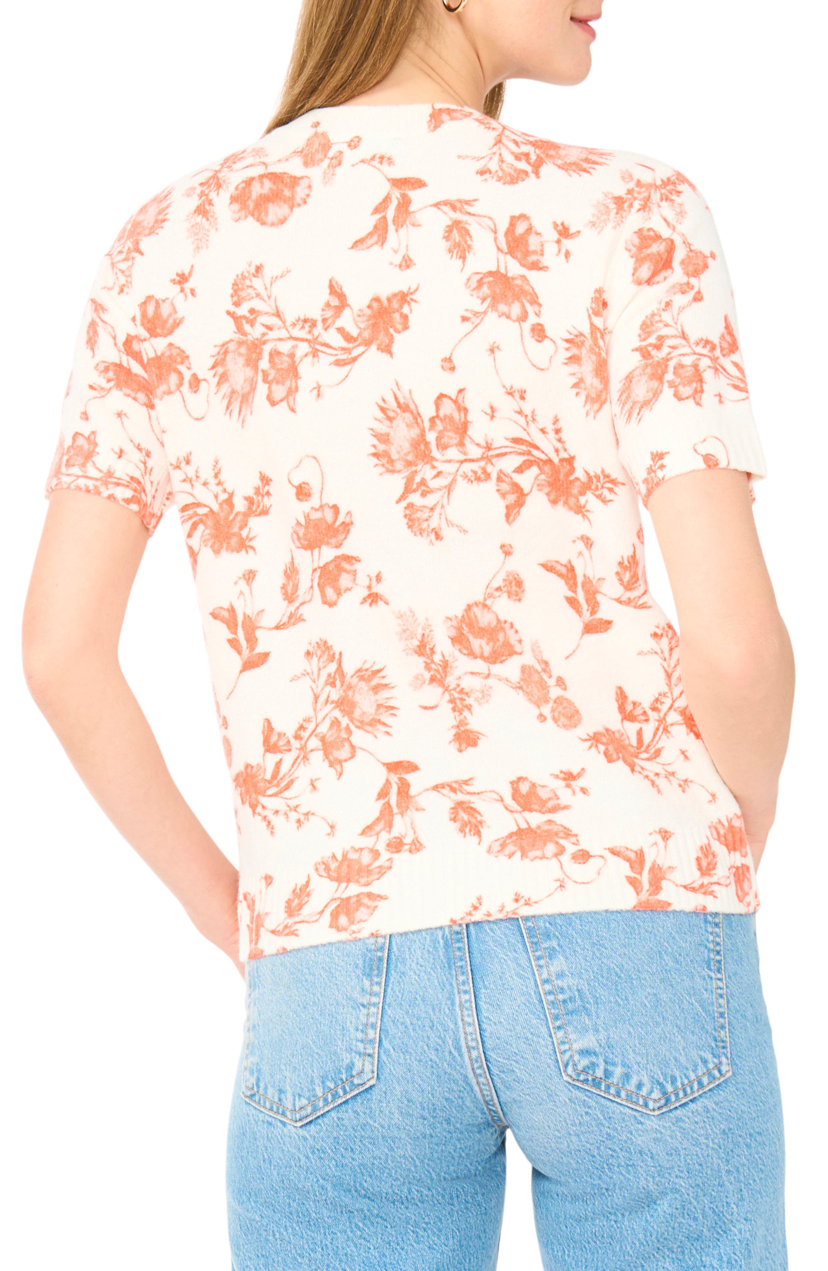 Floral Short Sleeve Sweater - image 2