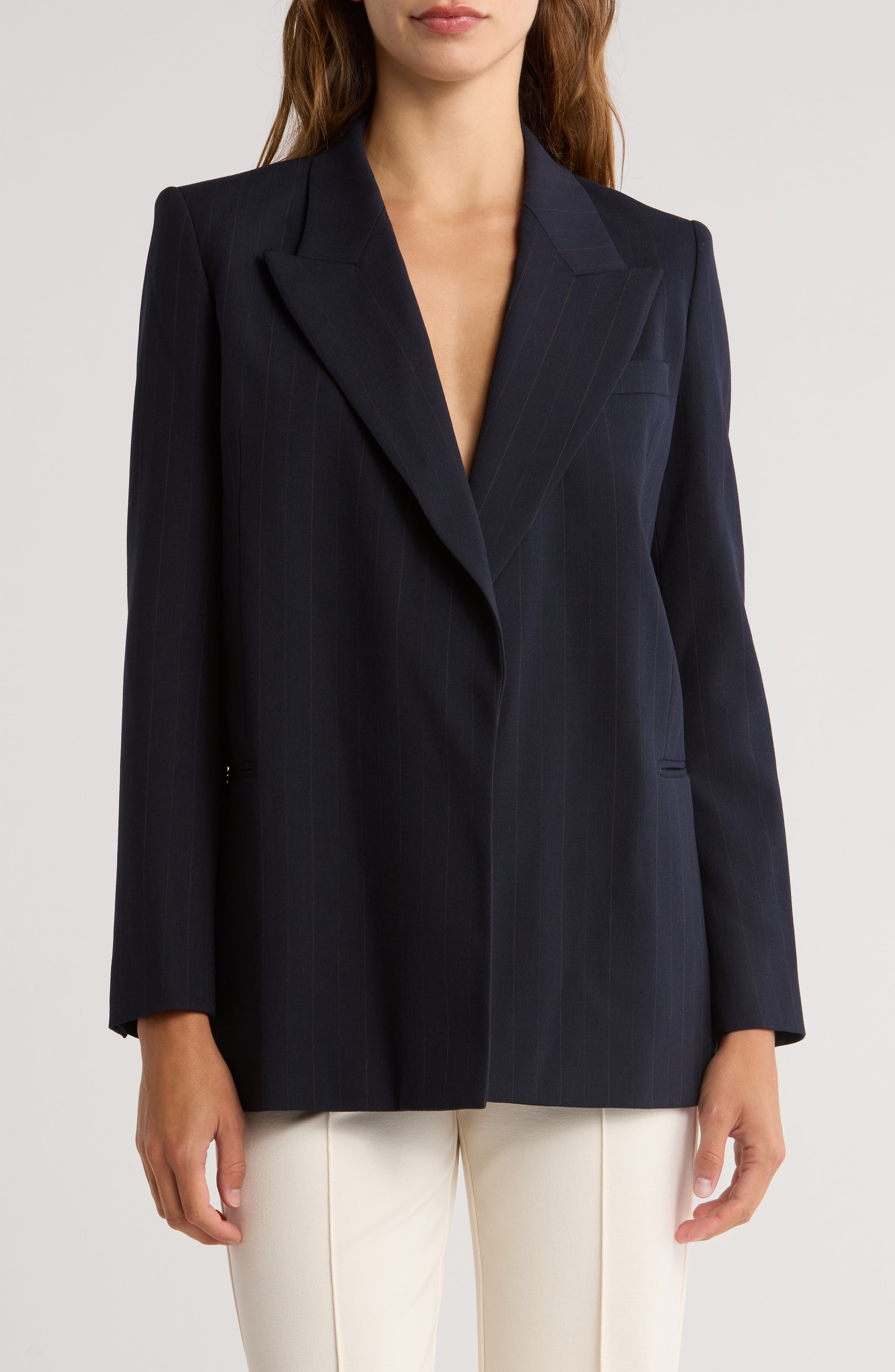 Willow Pinstripe Wool Blend Blazer - image 1