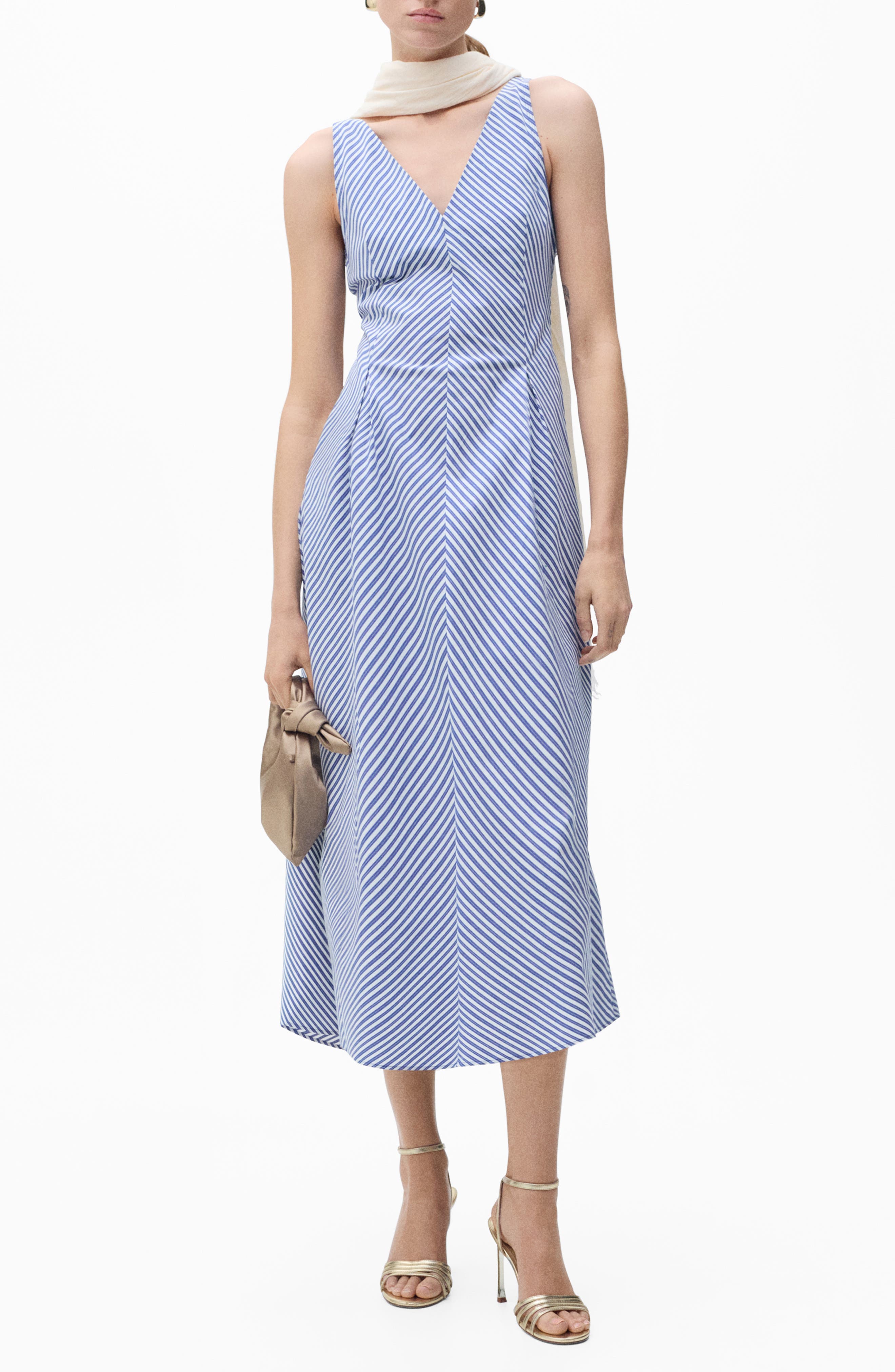 Prima Stripe Cotton Blend Midi Dress - image 1