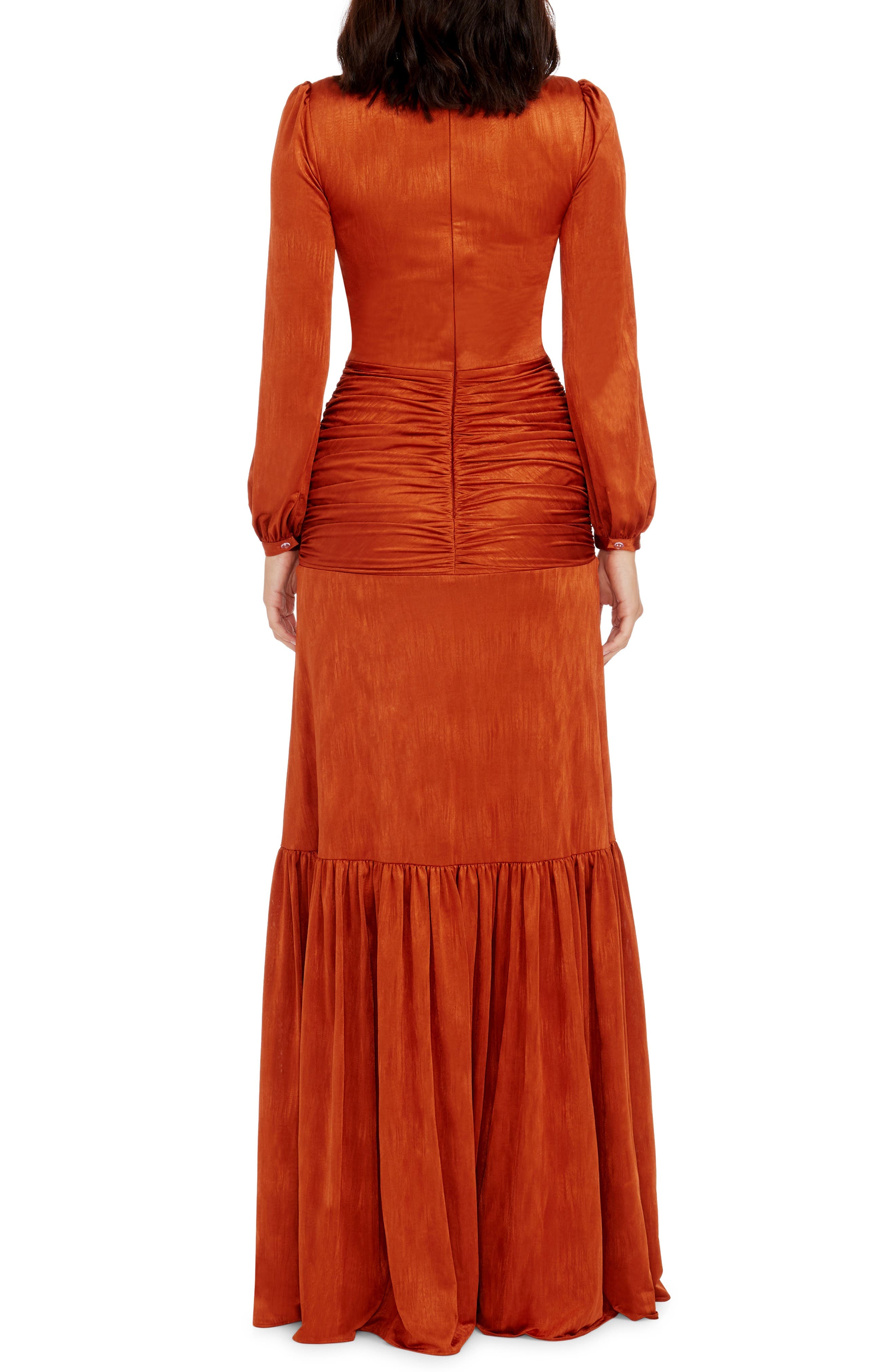 Lucille Pleated Ruched Long Sleeve Gown - image 2