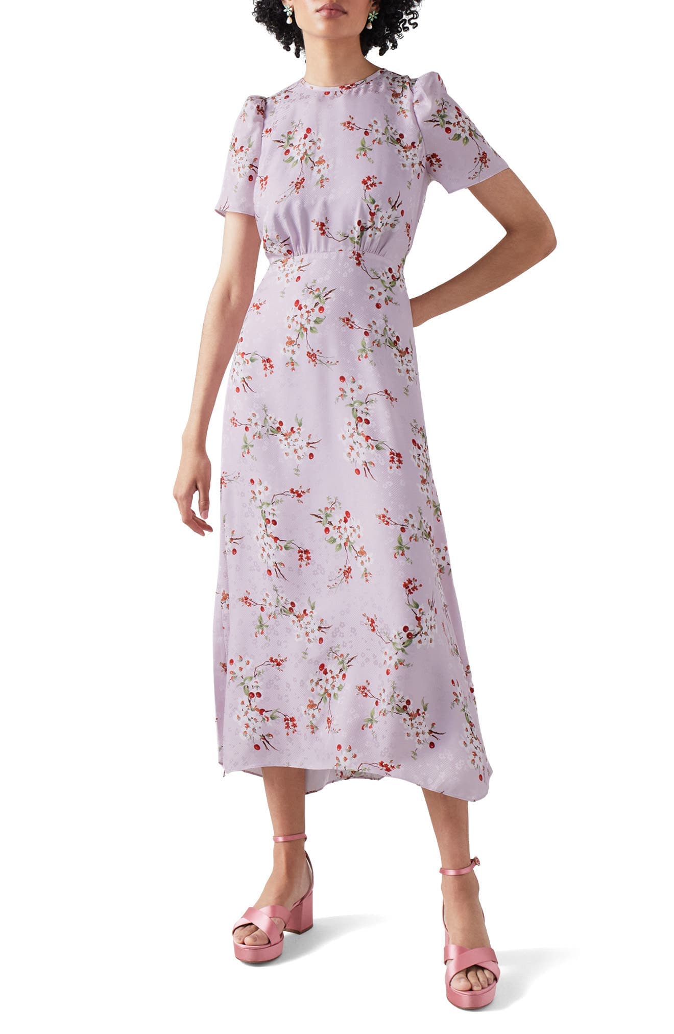 Boyd Cherry Blossom Silk Midi Dress - image 1