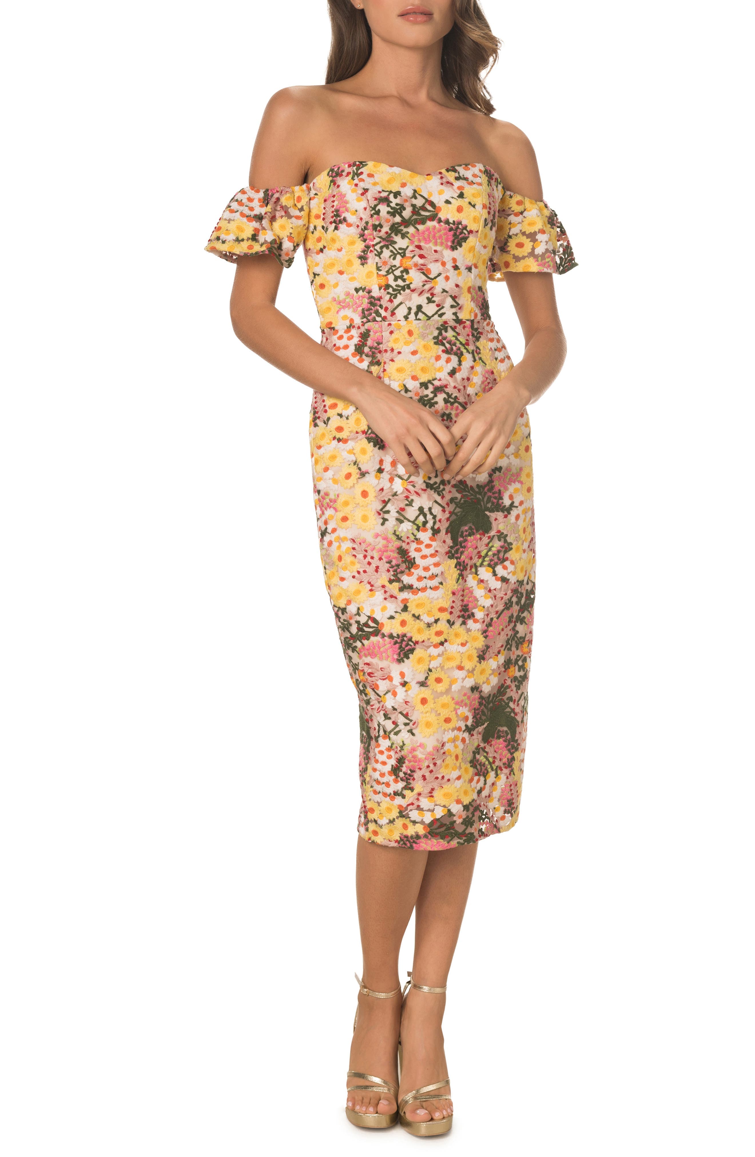 Tara Off the Shoulder Midi Dress - image 1