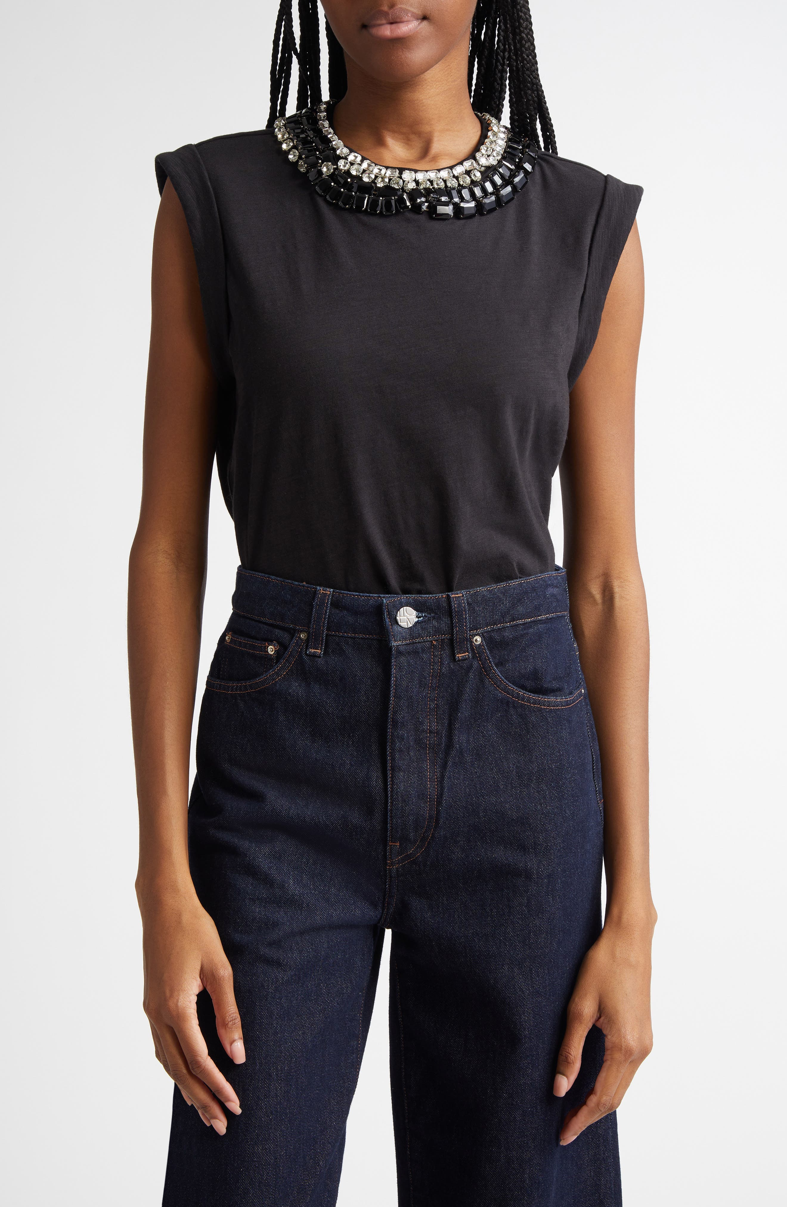 Bella Rhinestone Embellished Knit Top - image 1