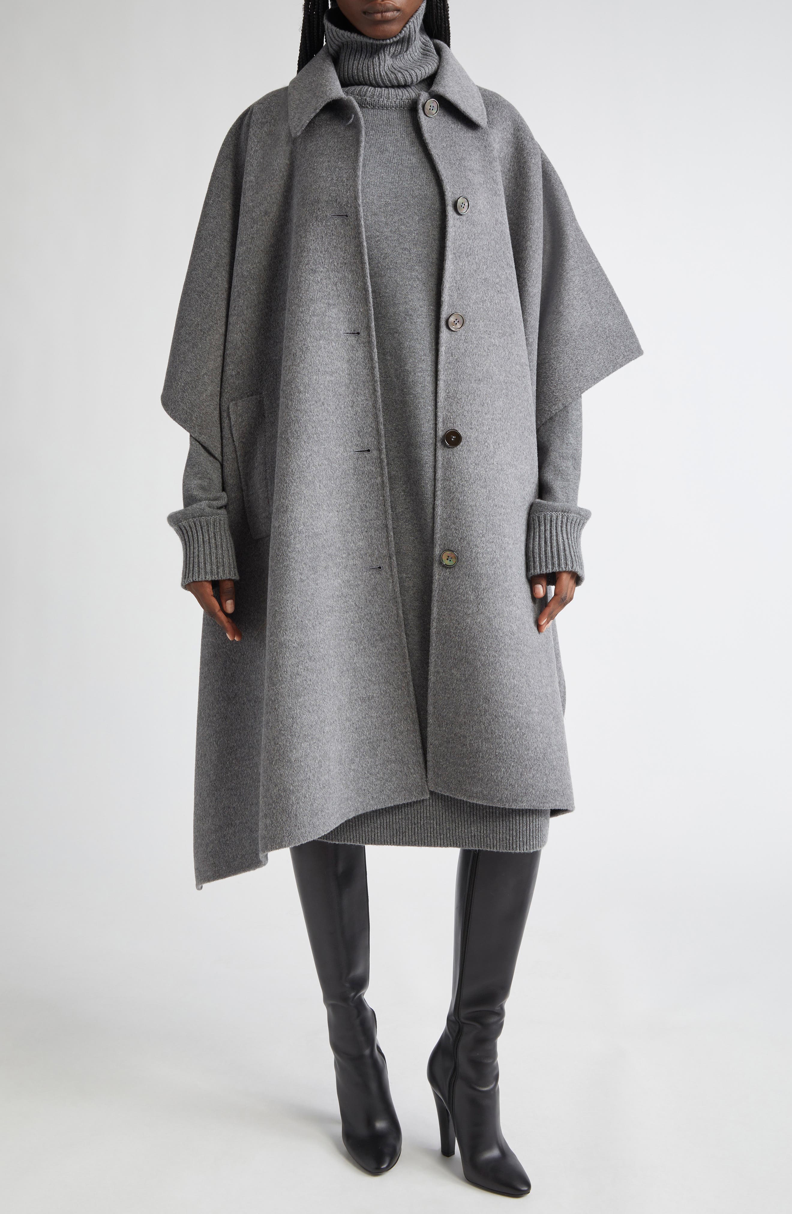 Oversize Long Sleeve Turtleneck Cashmere Sweater Dress - image 2