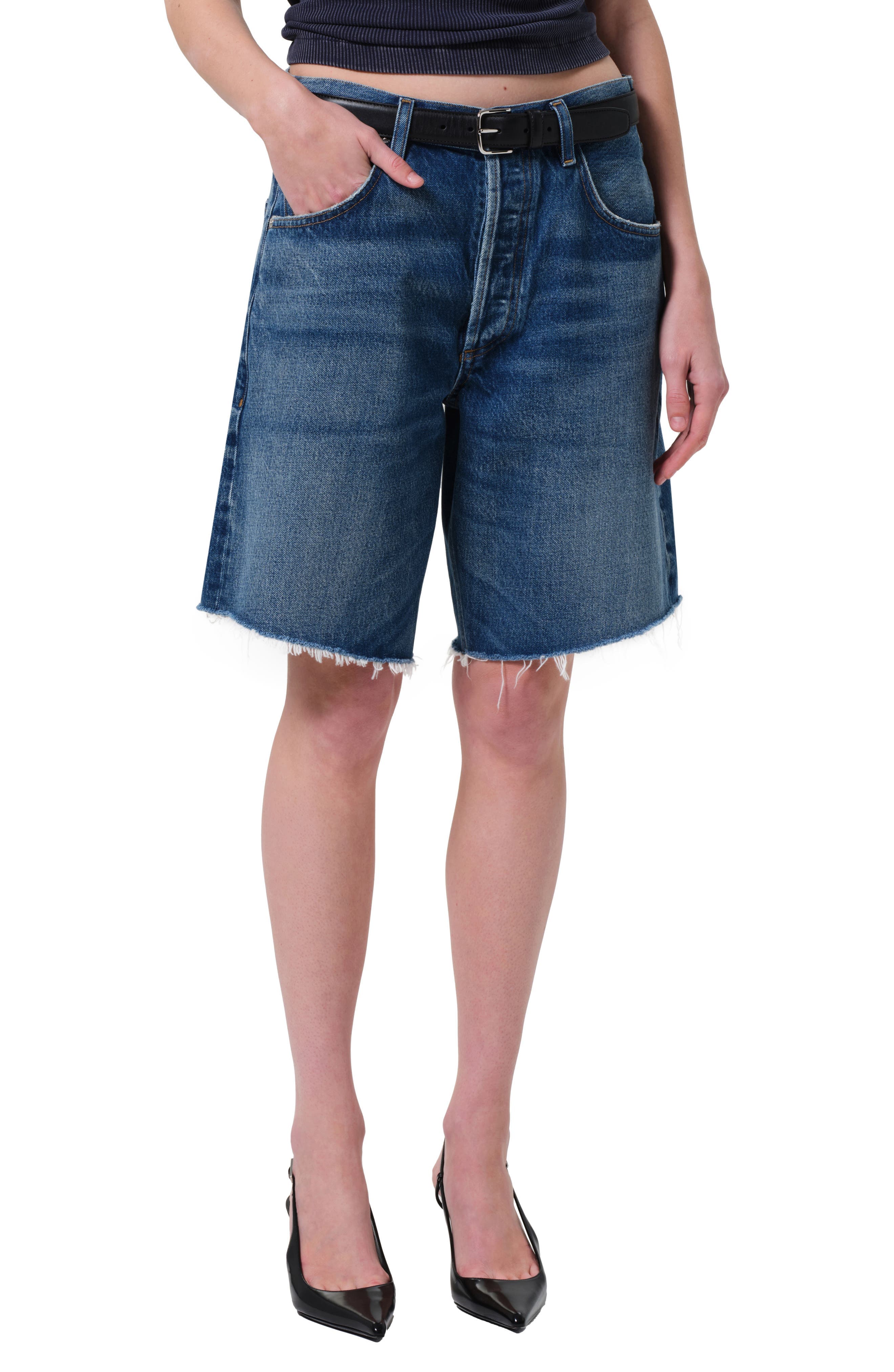 Ayla High Waist Denim Cutoff Bermuda Shorts - image 1