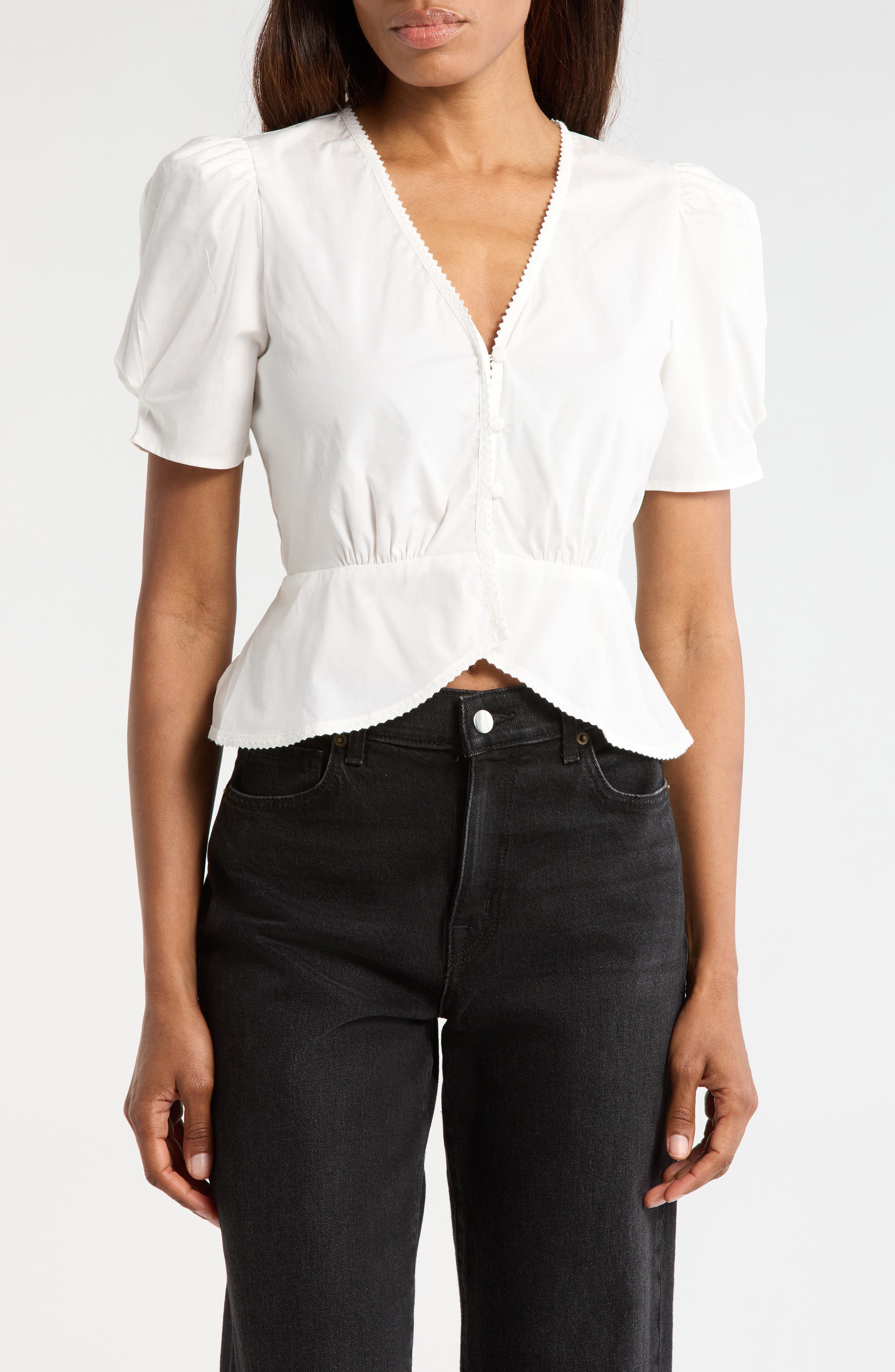 Stretch Cotton Peplum Top - image 3