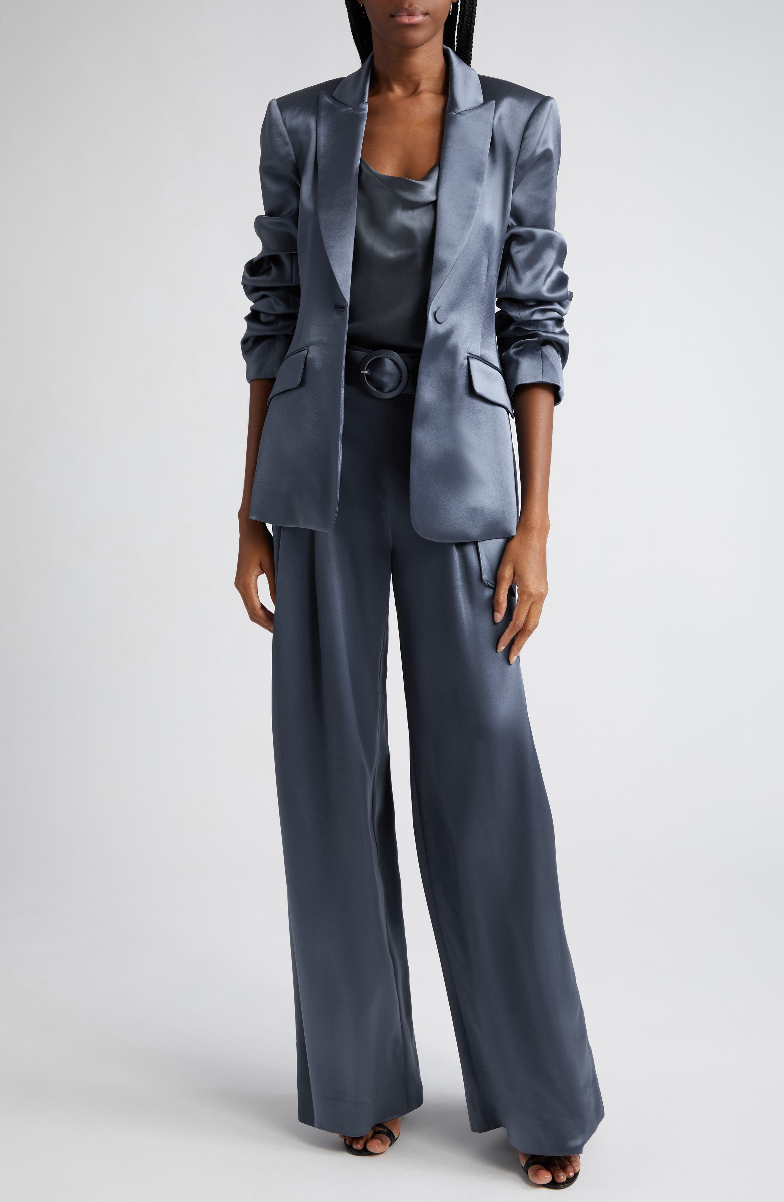 Shauna Belted Satin Wide Leg Pants - image 2