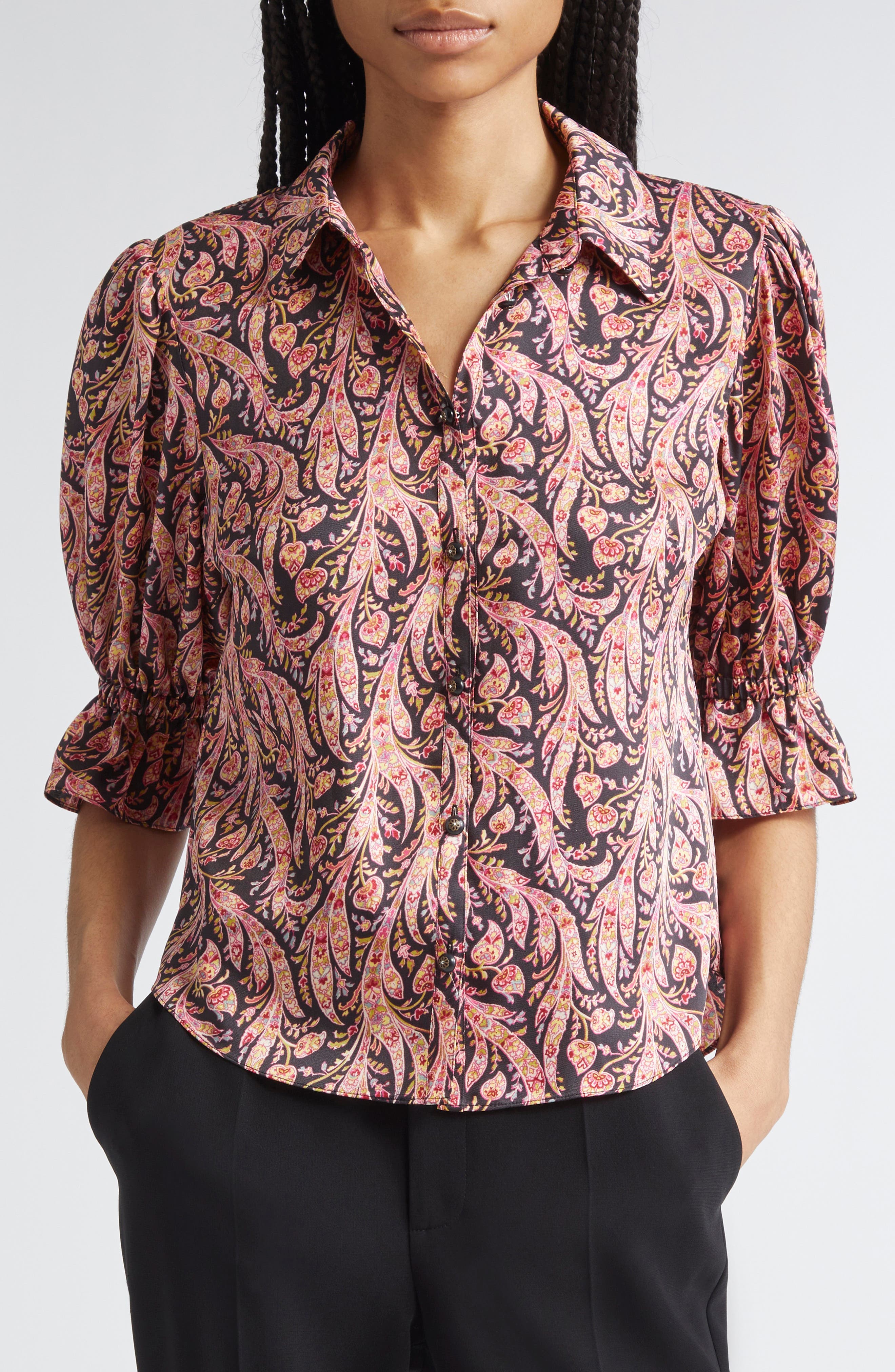 Fiona Charming Paisley Button-Up Shirt - image 1