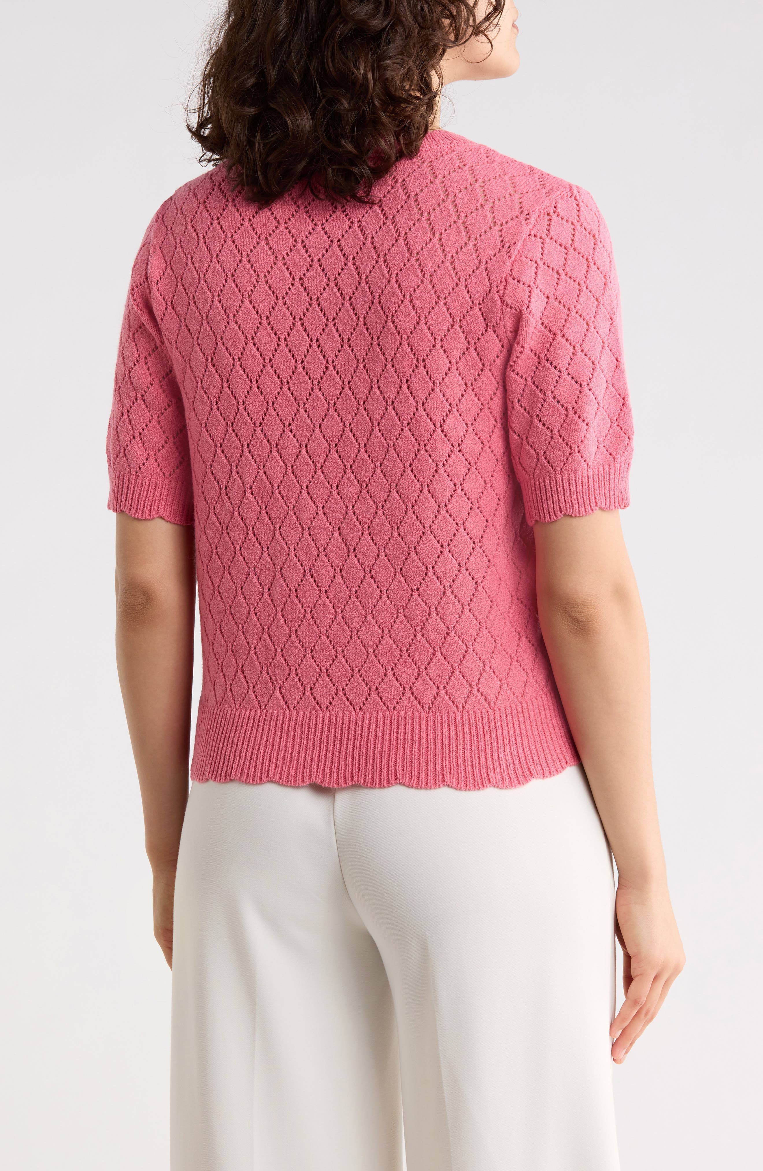Pointelle Short Sleeve Cardigan - image 4