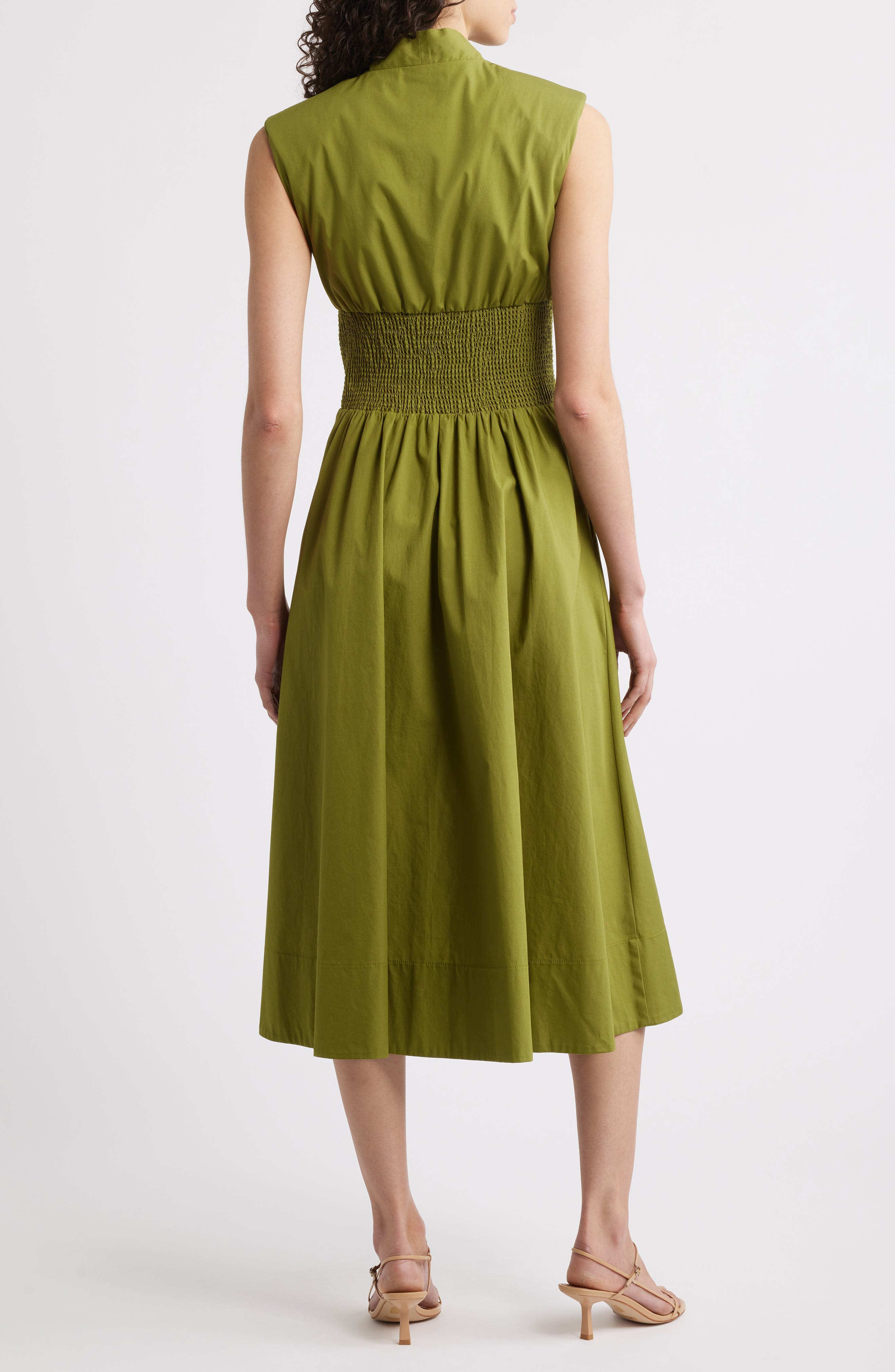 Smock Waist Cotton Midi Dress - image 2