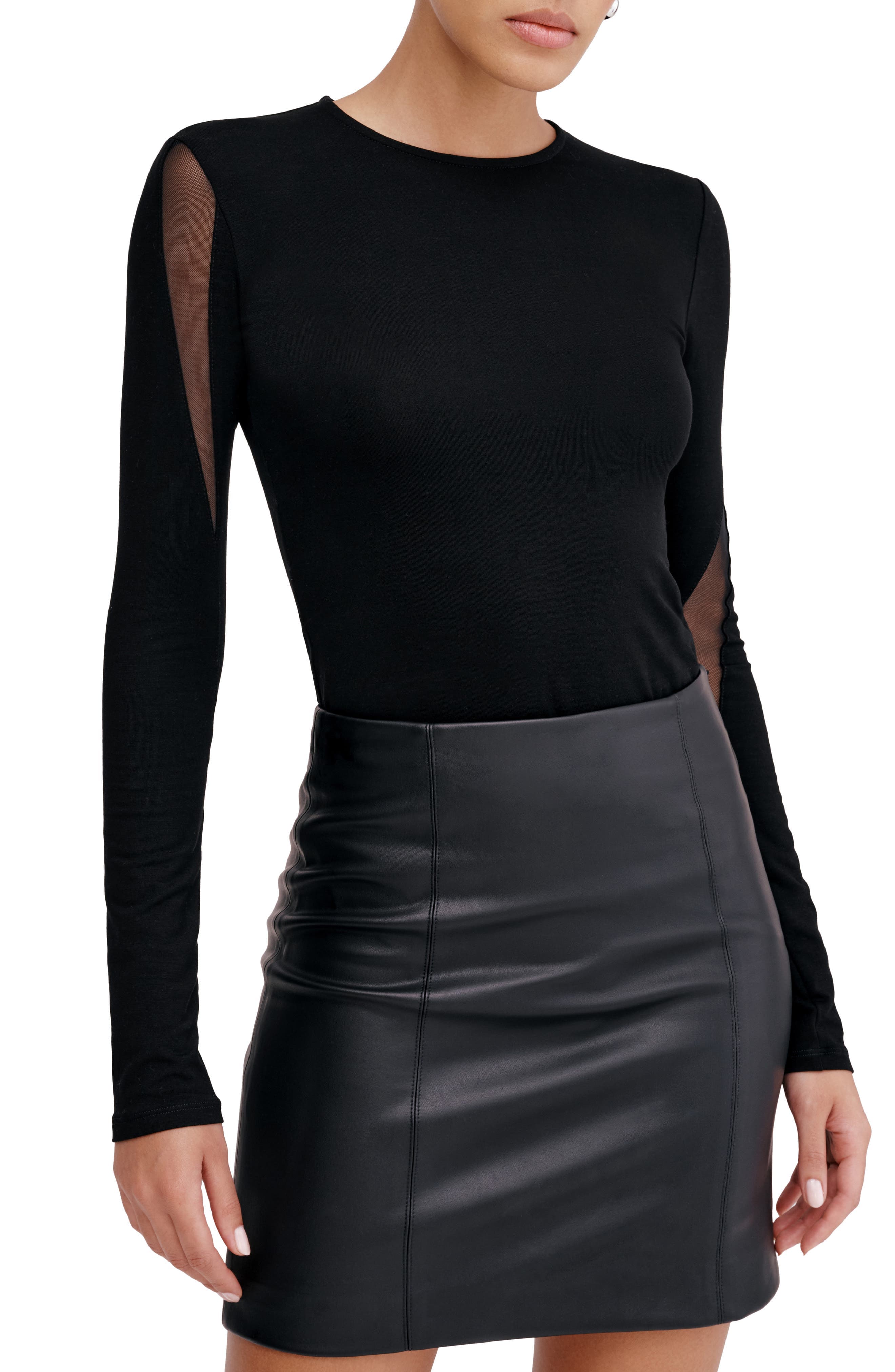 Alley Mesh Detail Long Sleeve Top - image 1