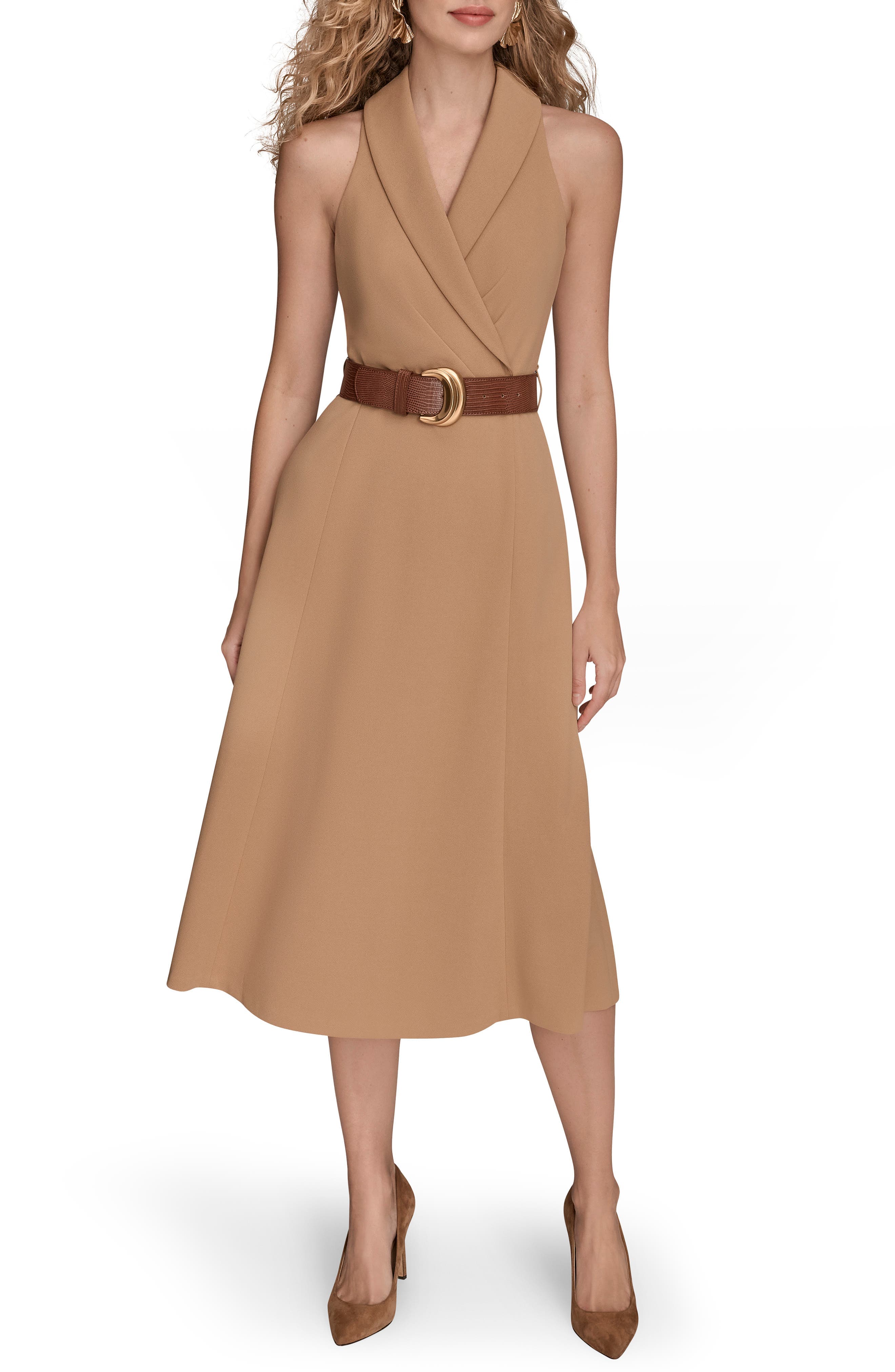 Sleeveless Belted A-Line Dress - image 1
