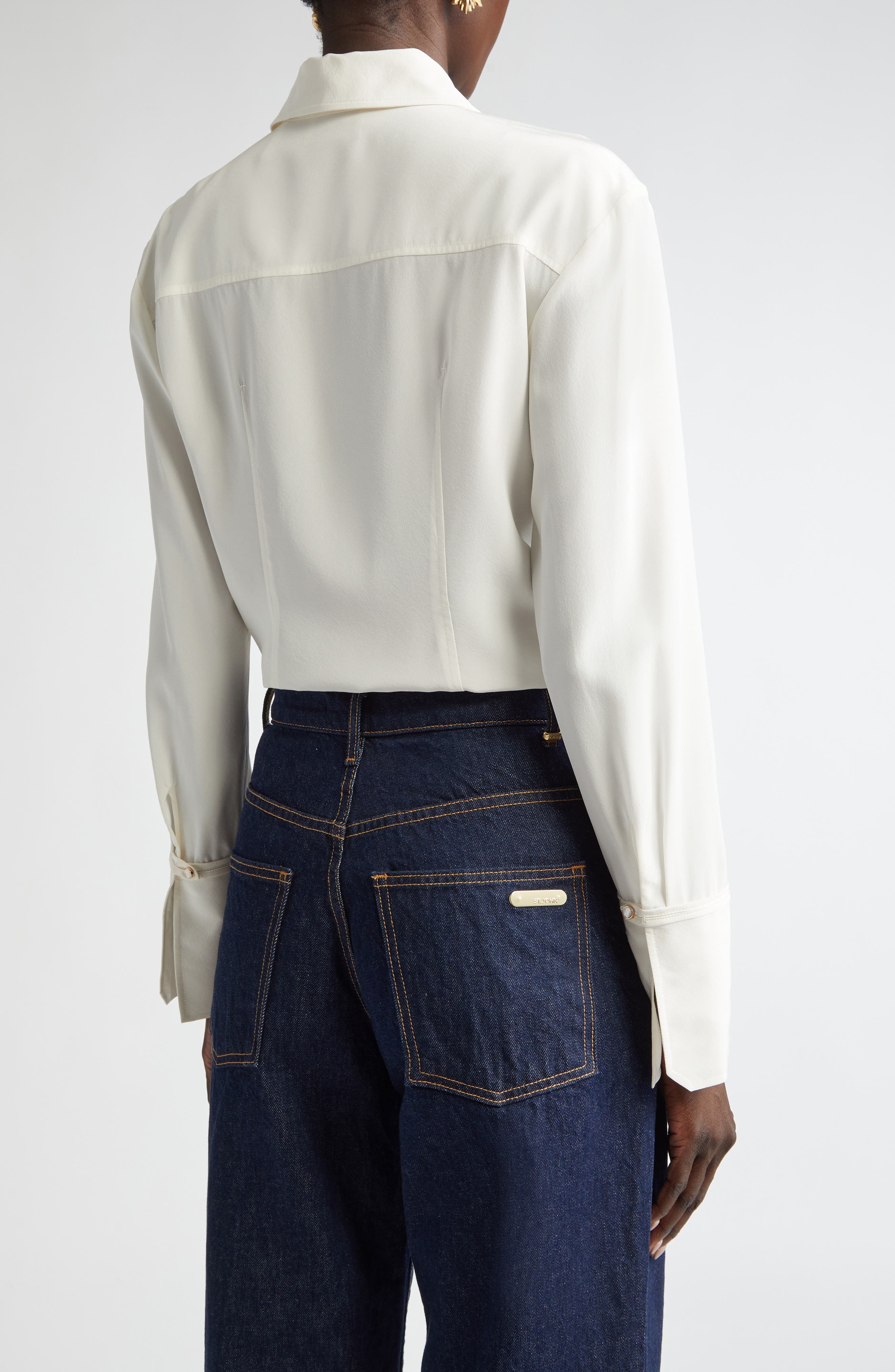 Silk Crepe de Chine Button-Up Shirt - image 2