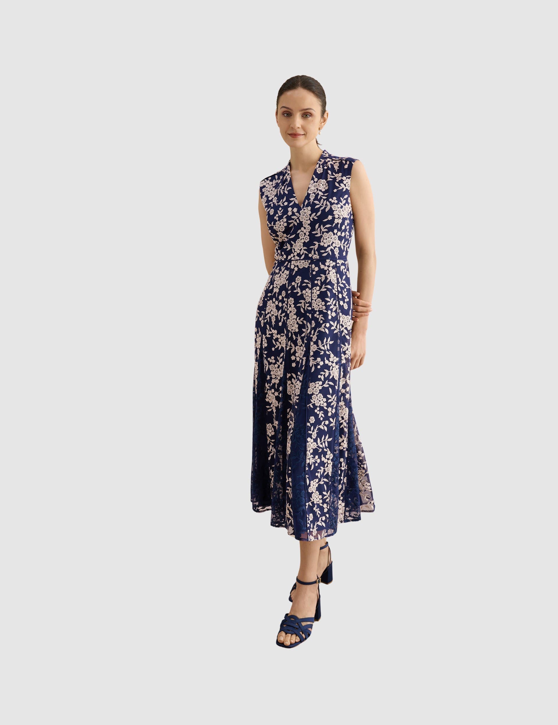 Quin Sleeveless V-Neck Embroidered Dress - image 1