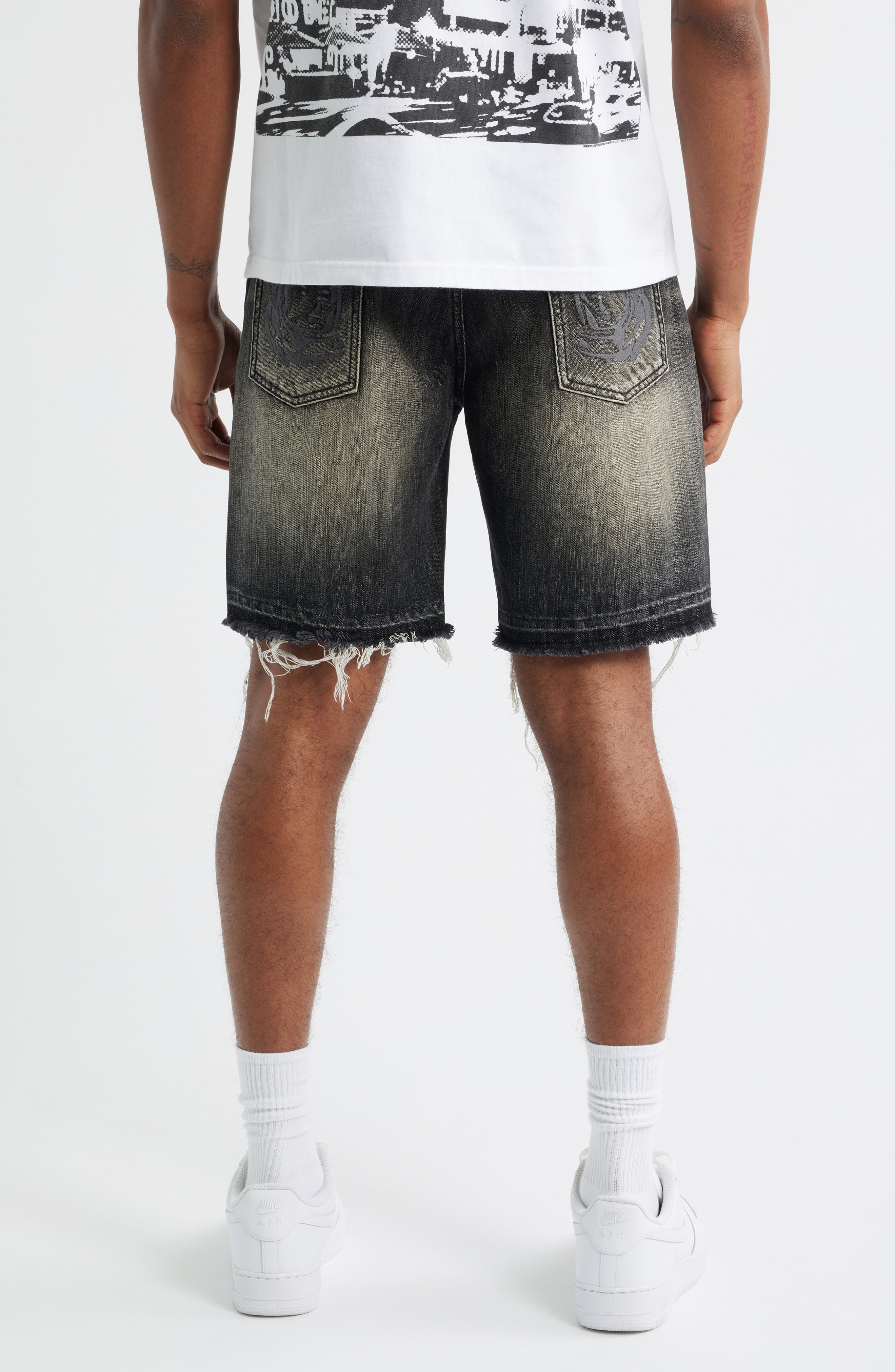 BB Cadet Crater Black Distressed Cutoff Denim Shorts - image 2