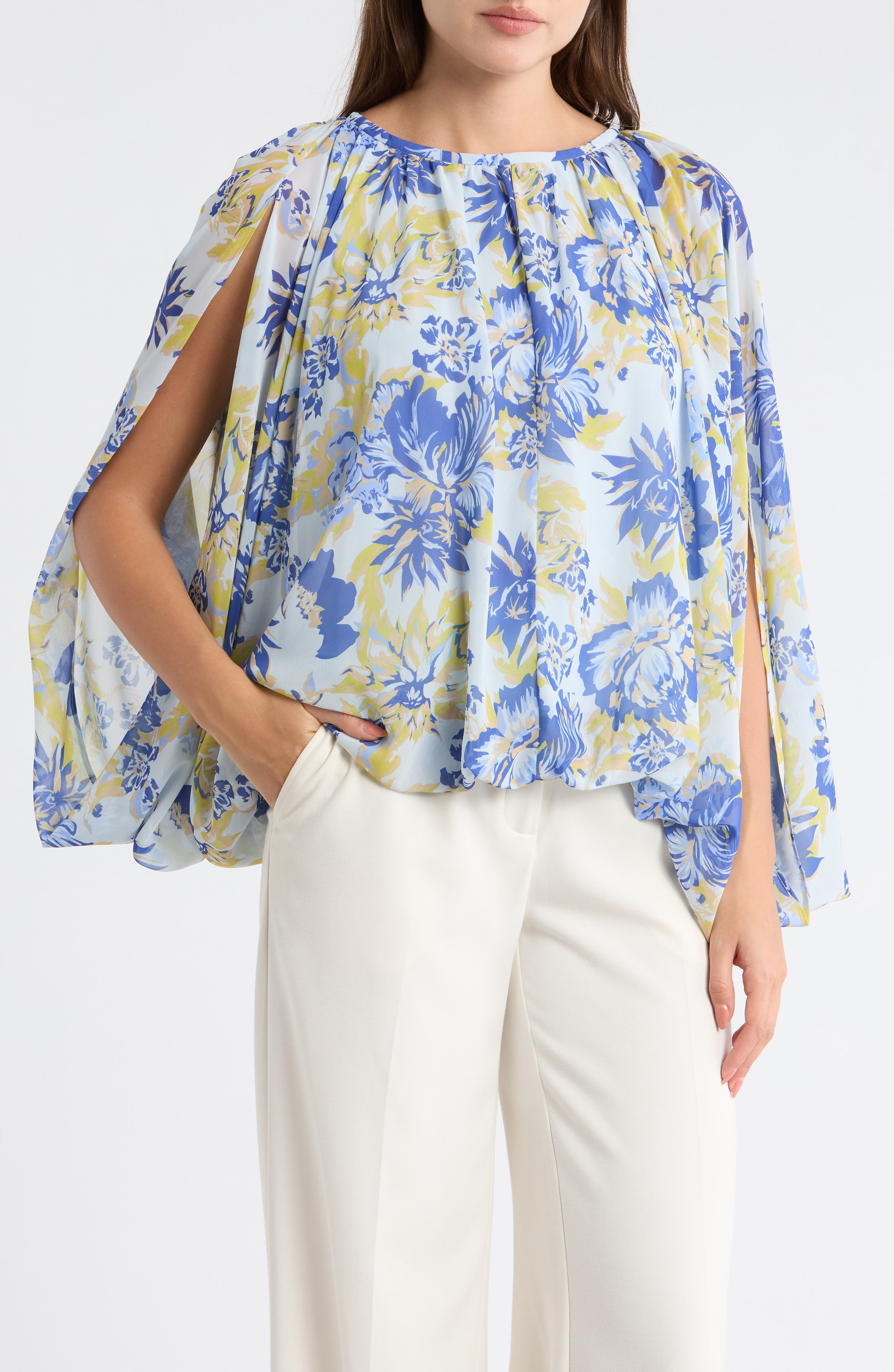Capelet Bubble Hem Woven Top - image 1